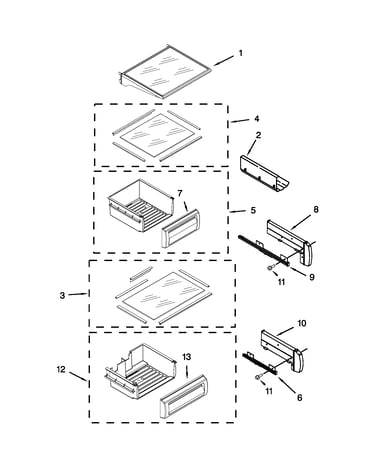 Refrigerator shelf parts