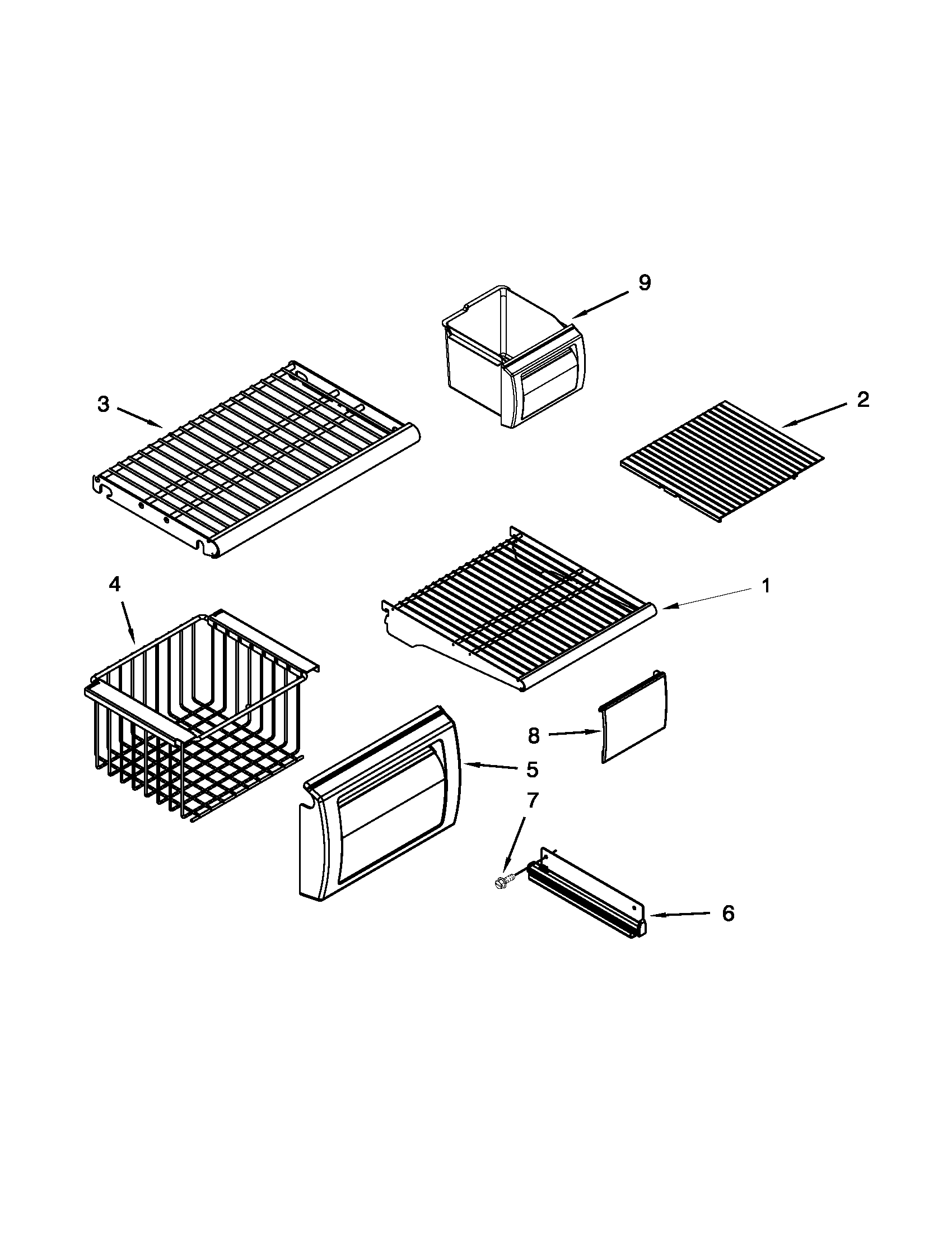 Freezer shelf parts