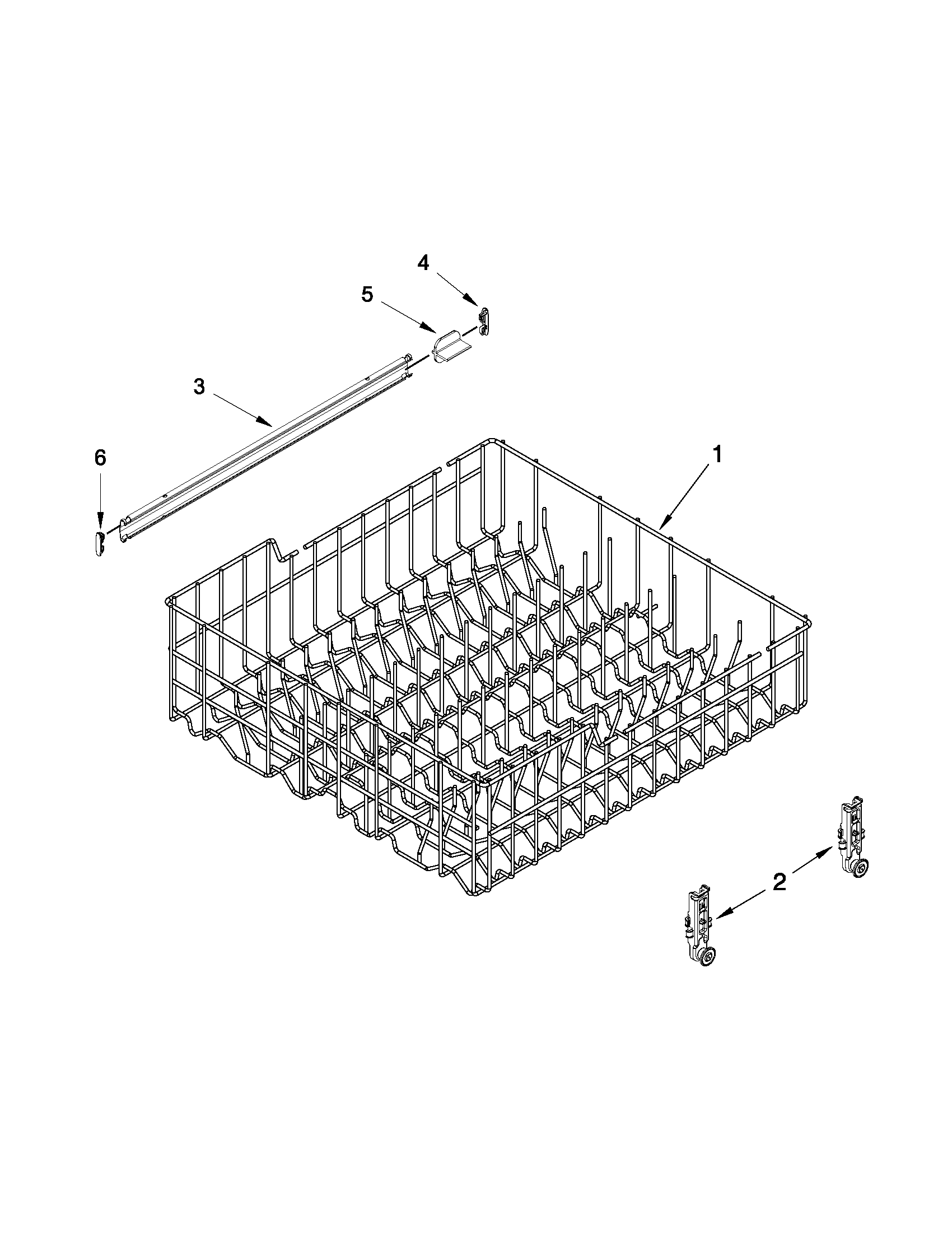 Upper rack and track parts