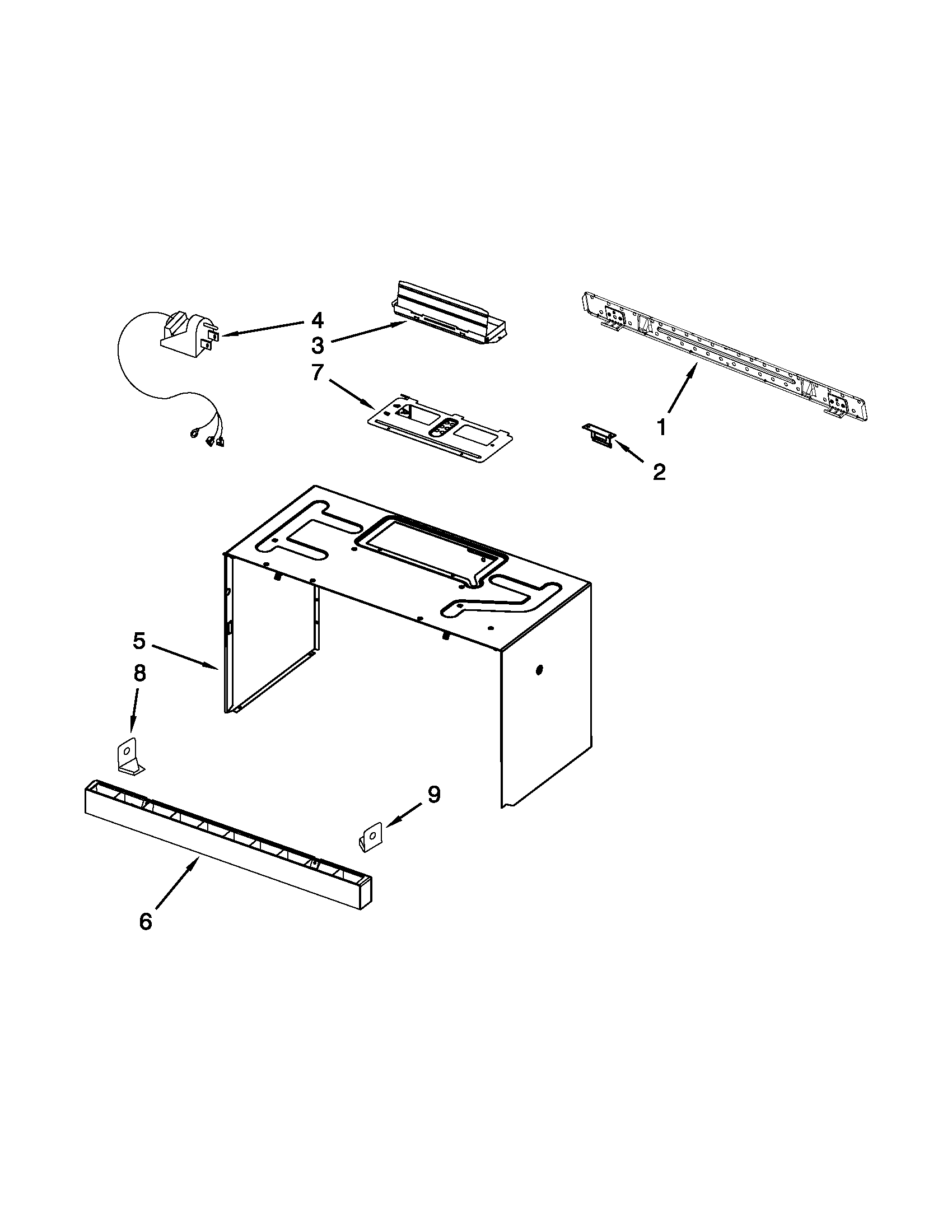 Cabinet and installation parts