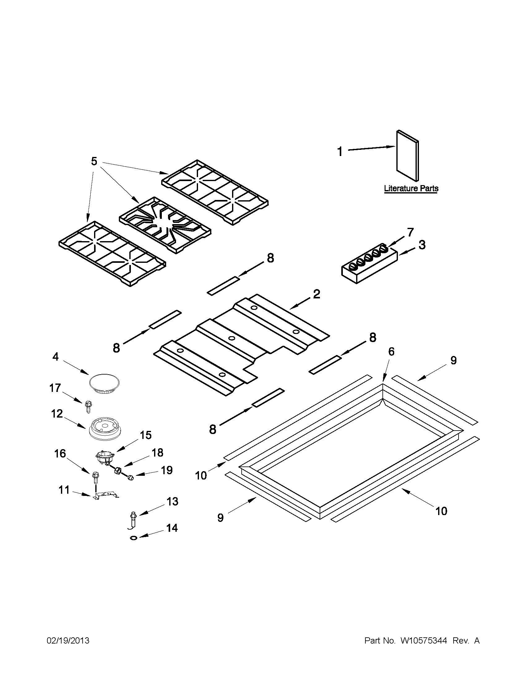 COOKTOP, BURNER AND GRATE PARTS