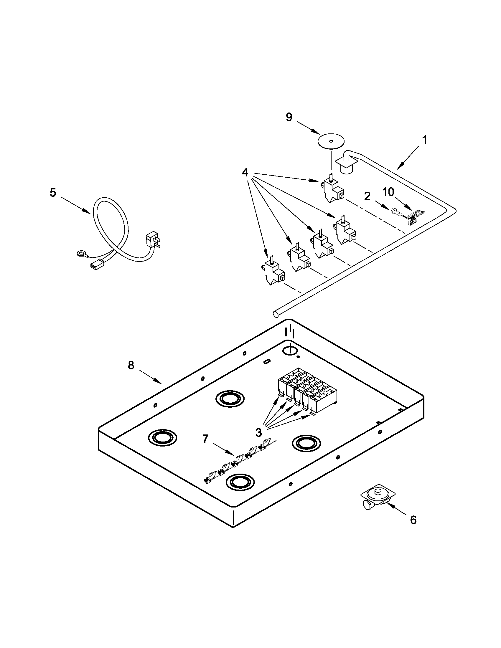 BURNER BOX, GAS VALVES AND SWITCHES