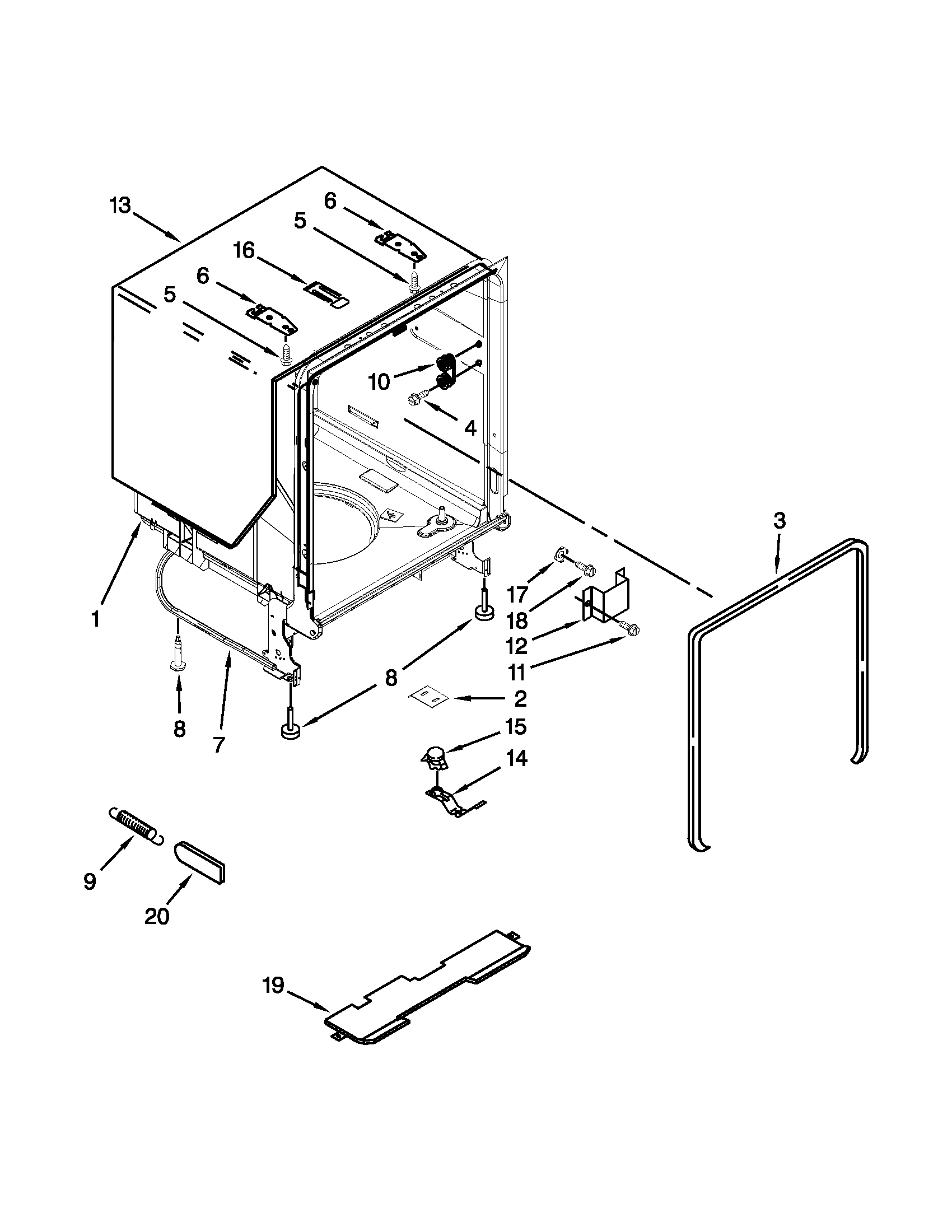 TUB AND FRAME PARTS