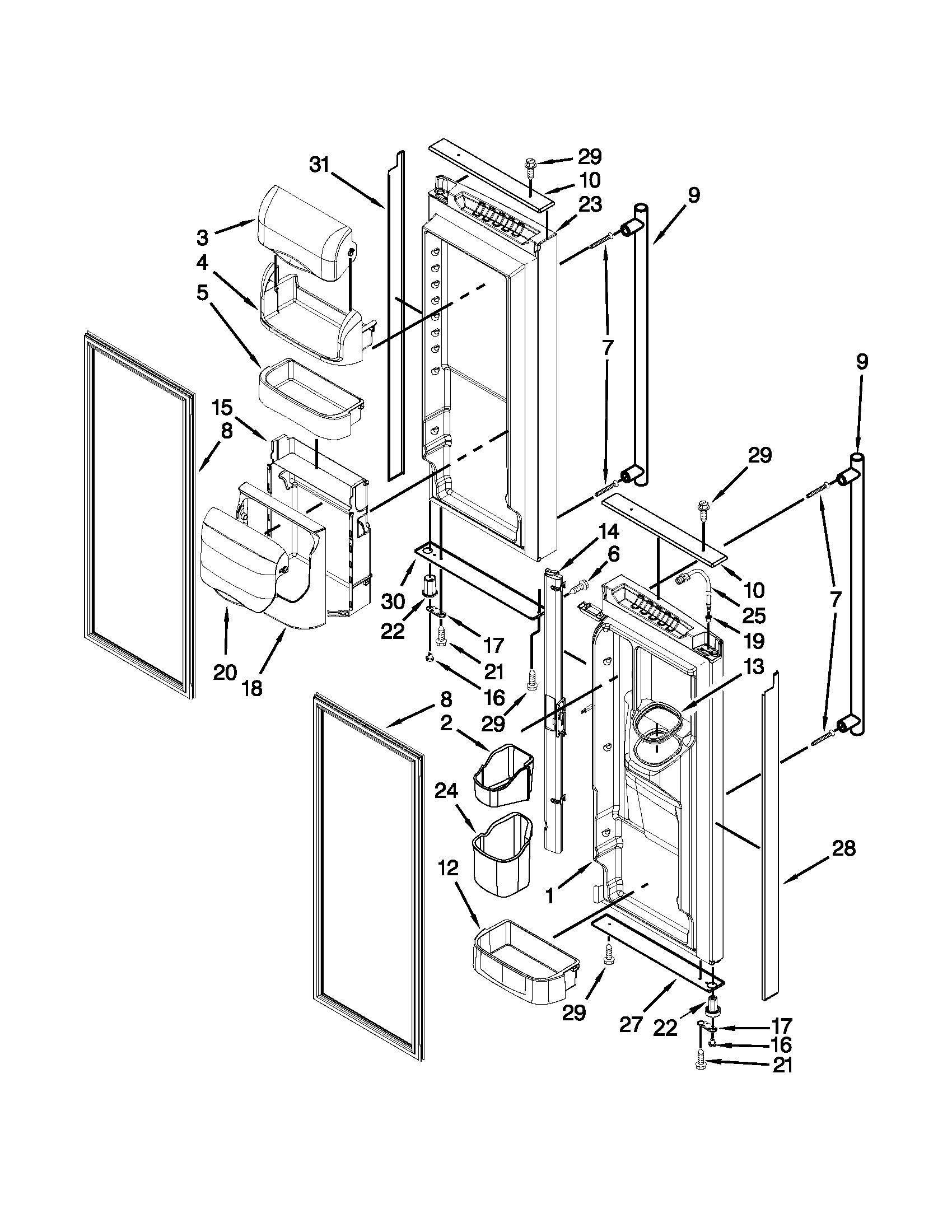 Refrigerator door parts
