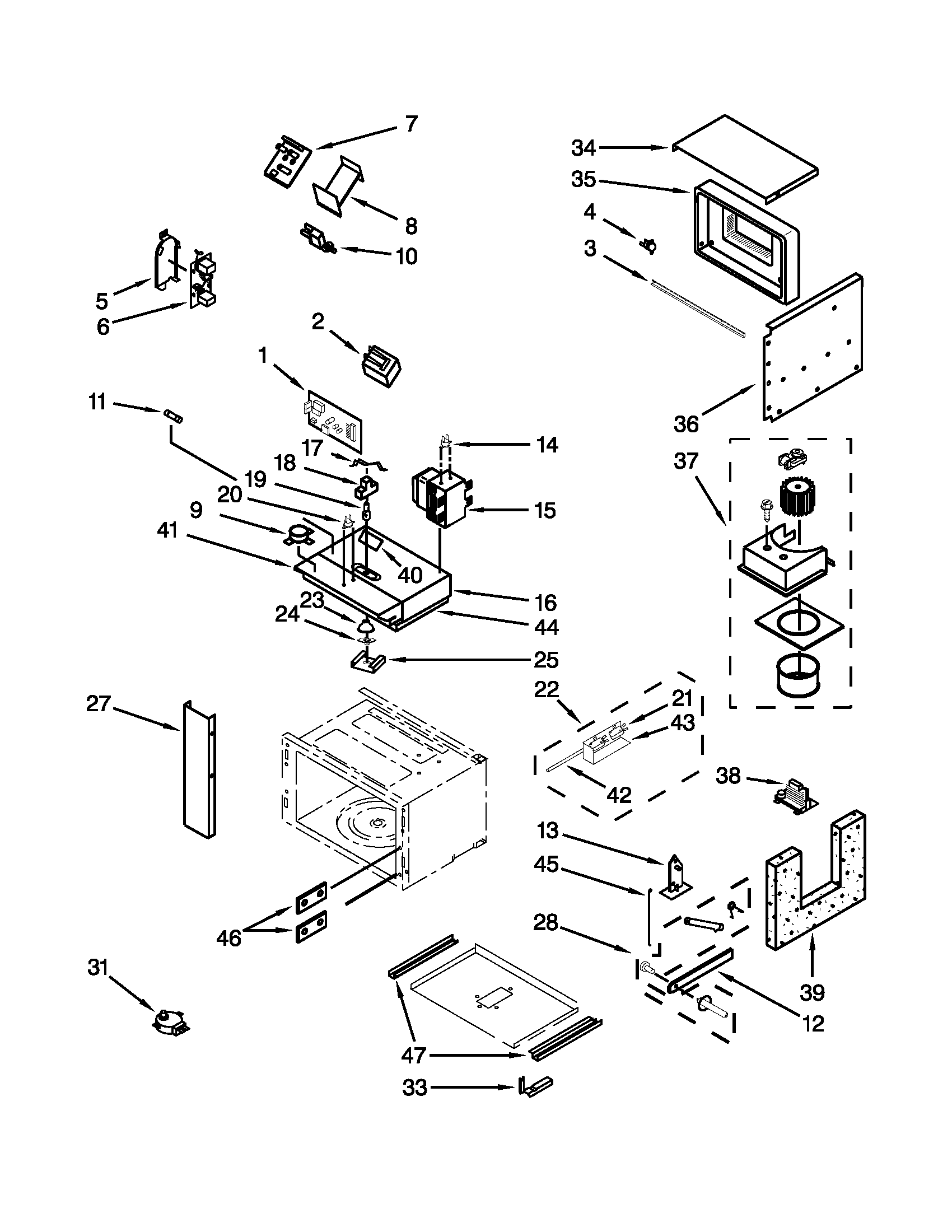Cabinet and stirrer parts