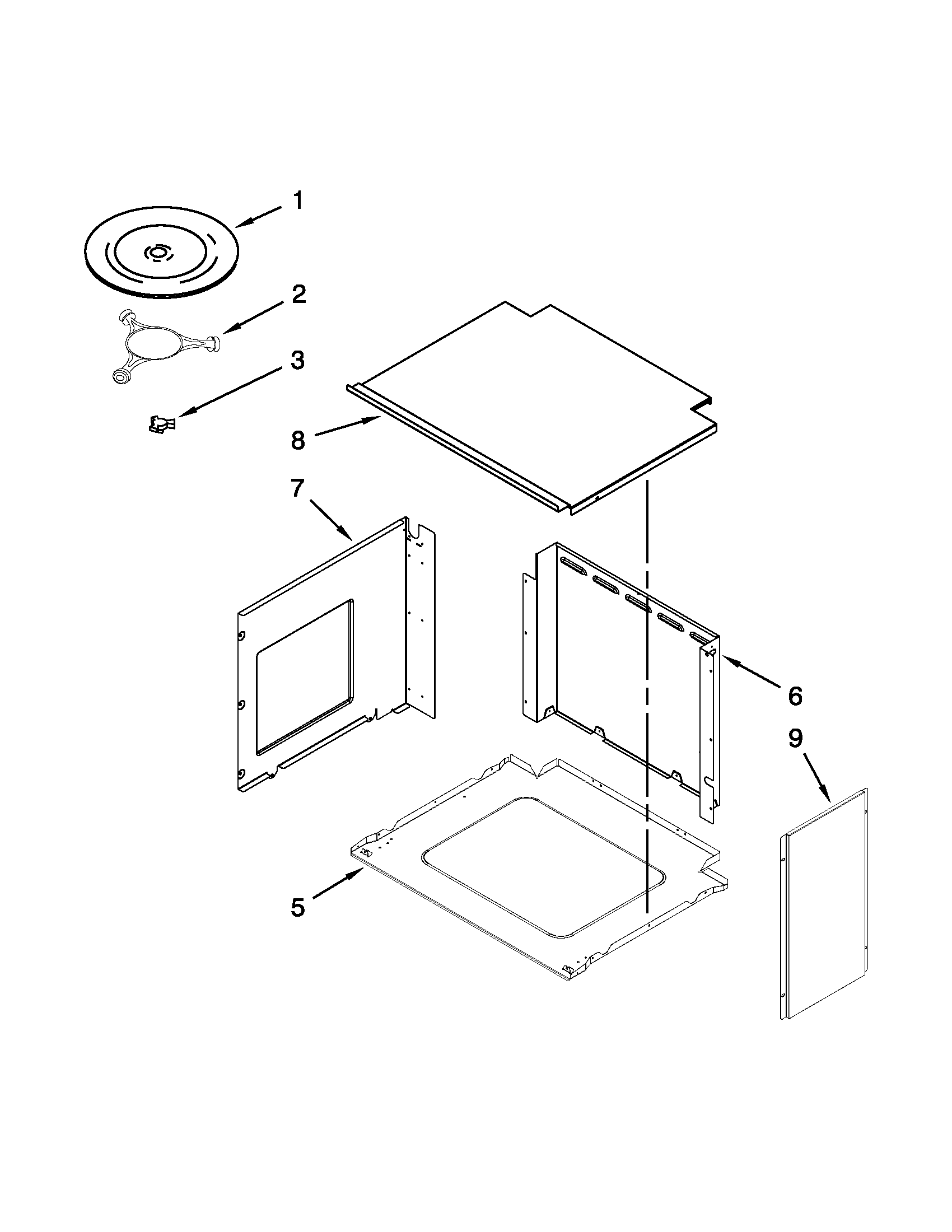 Top support and turntable parts