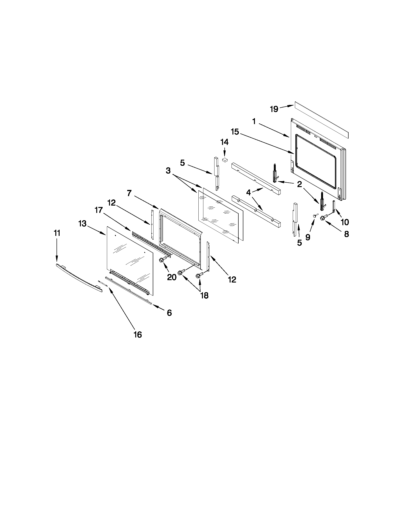 Oven door parts