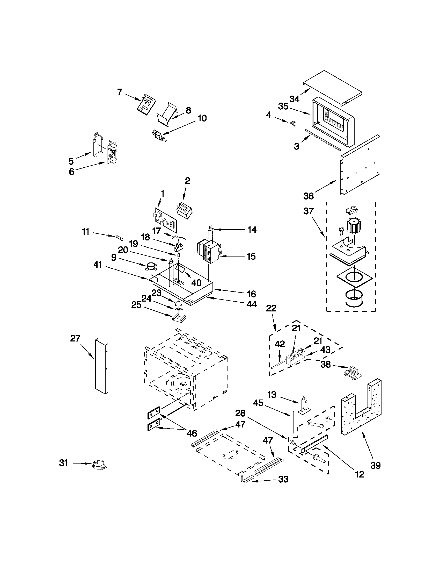 Cabinet and stirrer parts