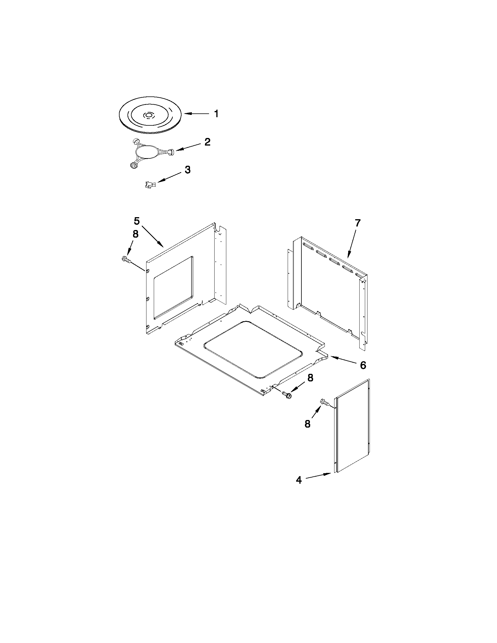Top support parts and turntable