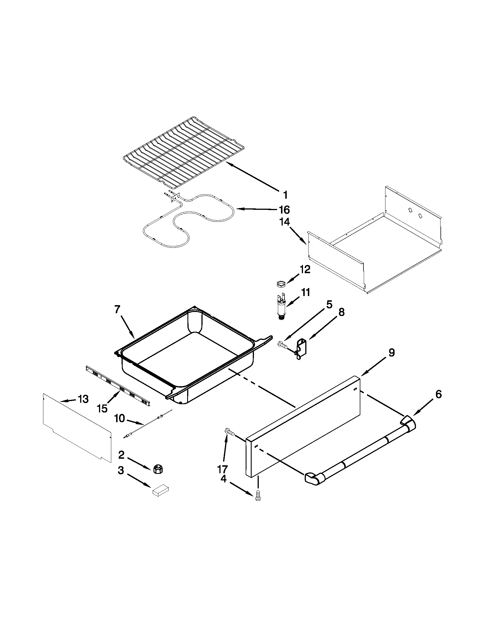 Drawer and rack parts