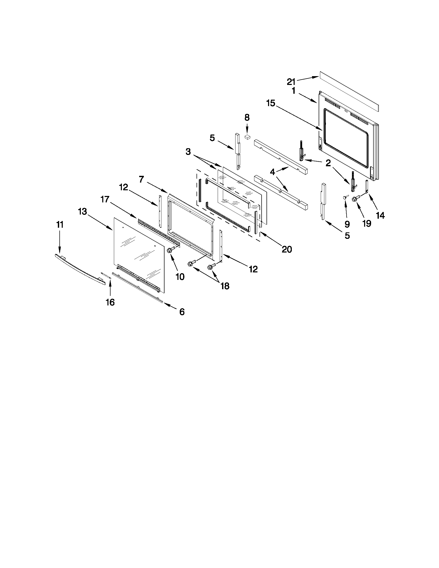Oven door parts