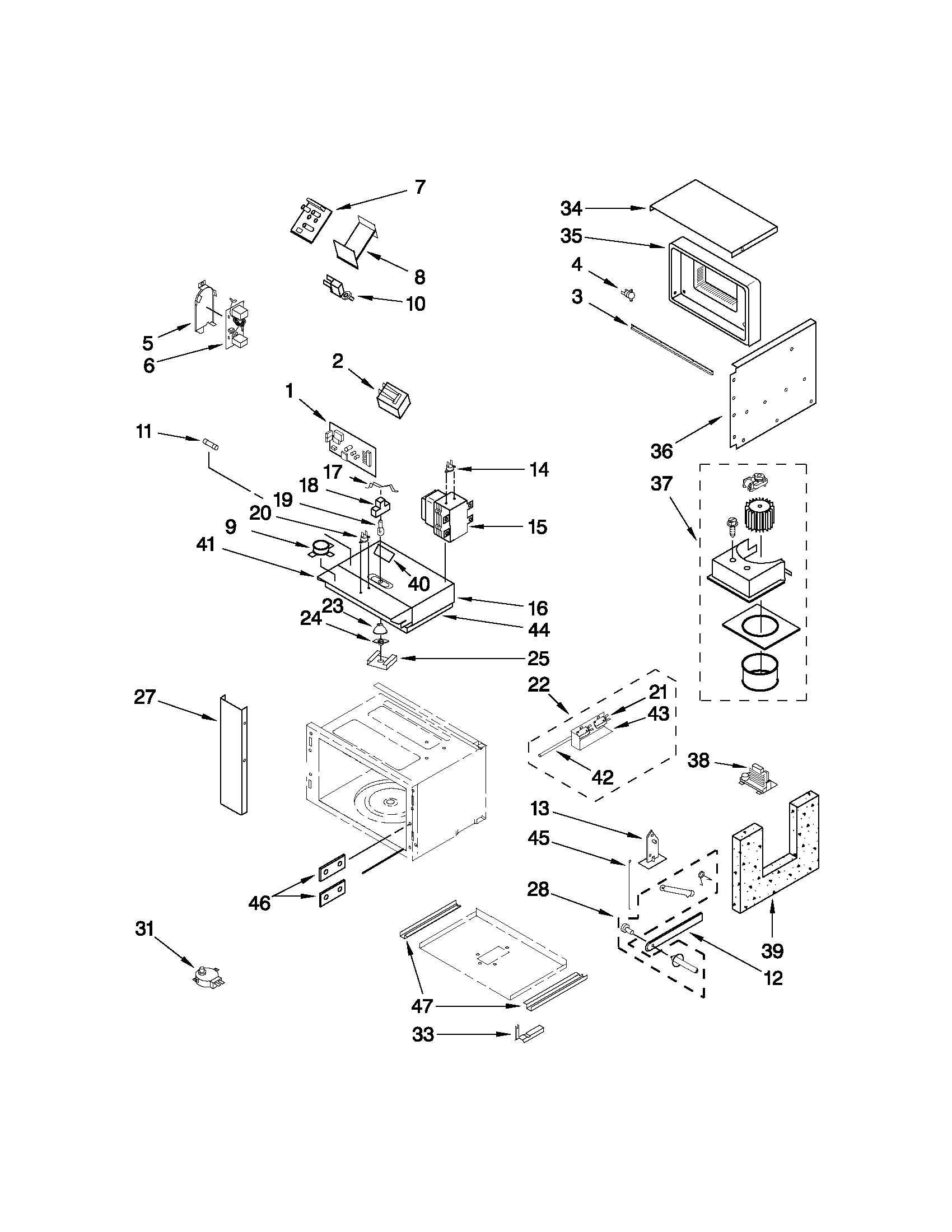 Cabinet and stirrer parts
