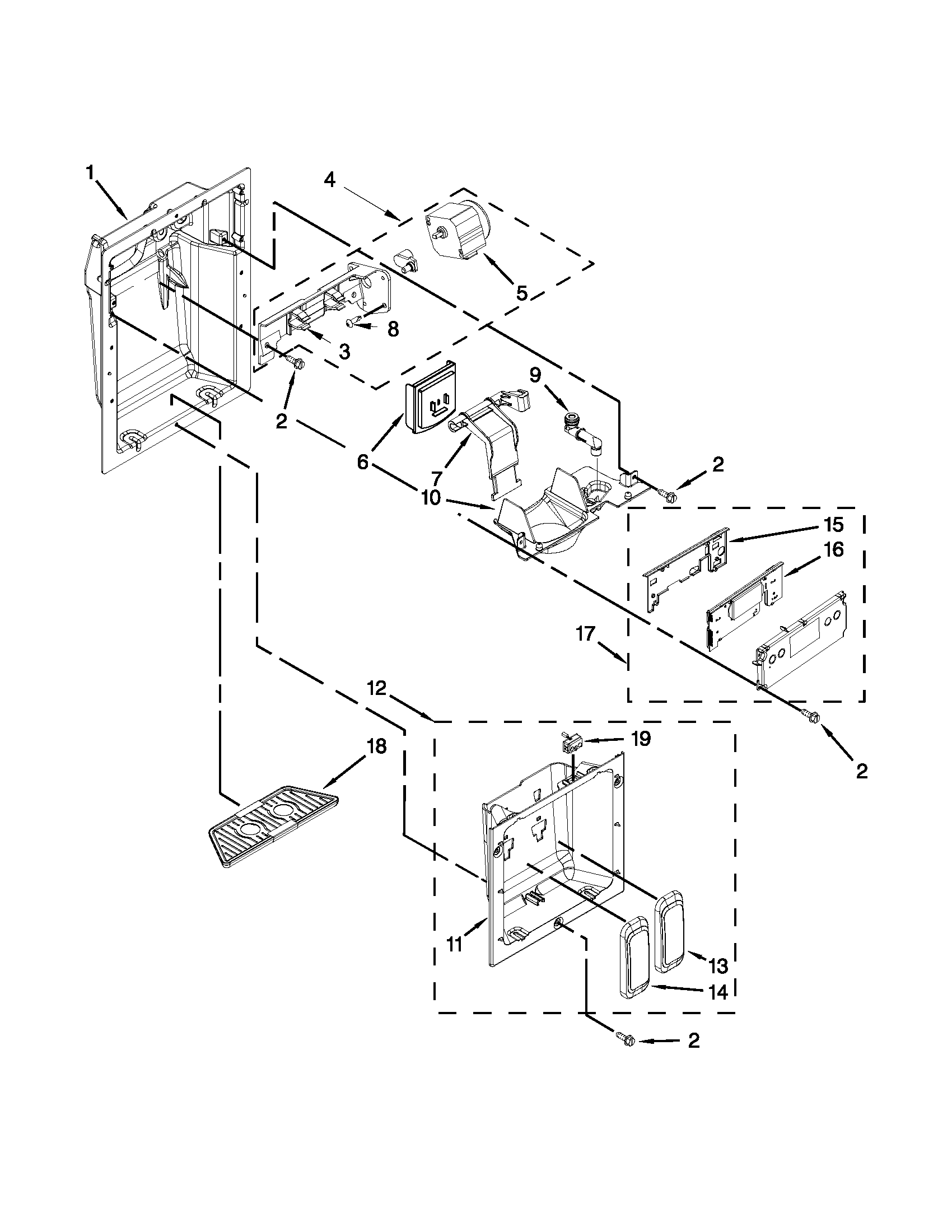 Dispenser front parts