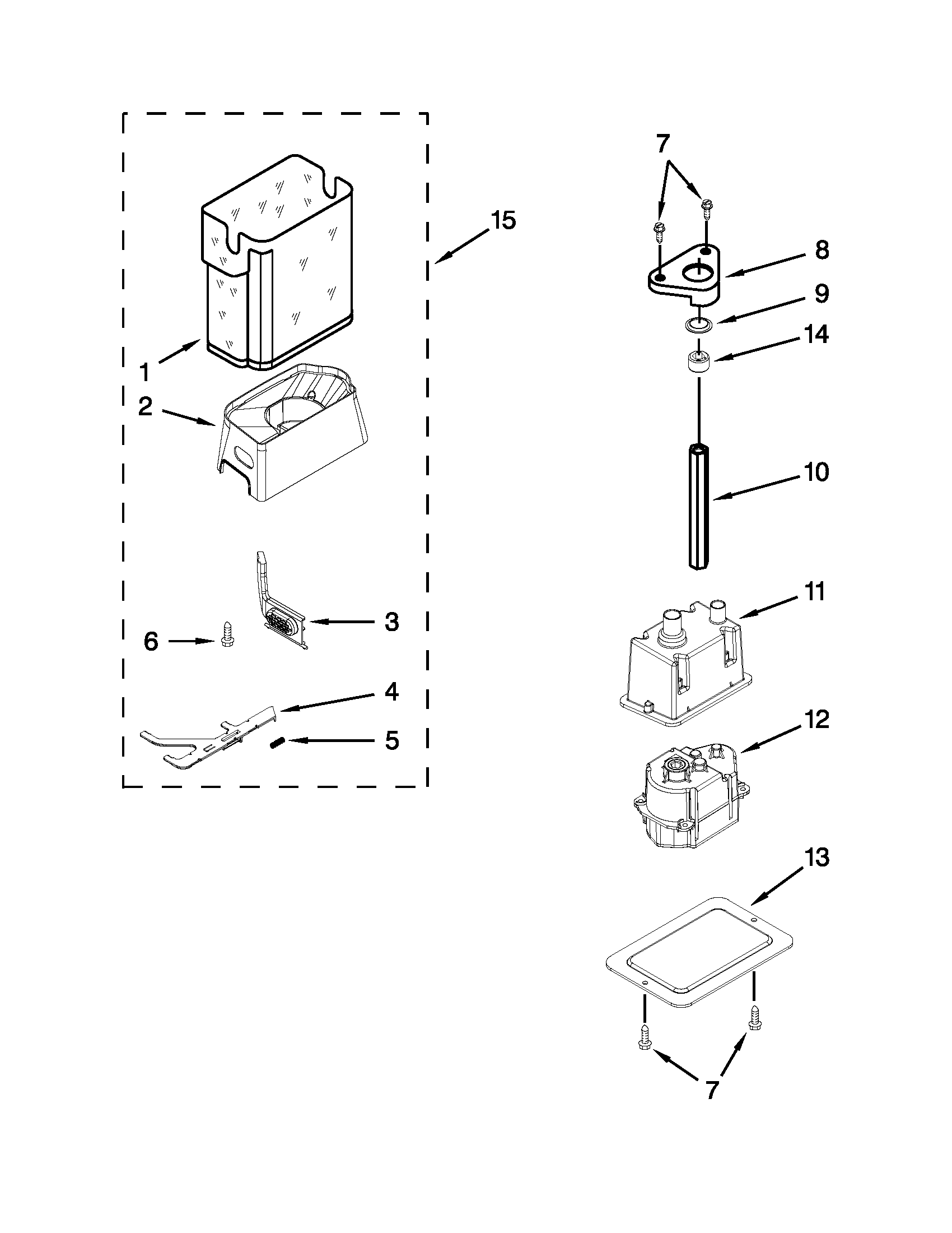 Motor and ice container parts