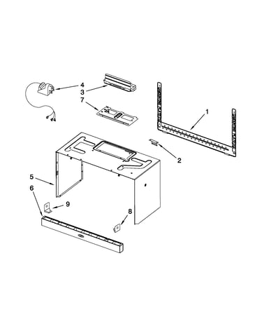 Cabinet and installation parts