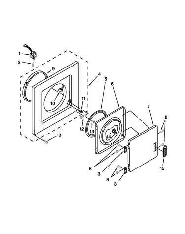 Dryer front panel and door parts