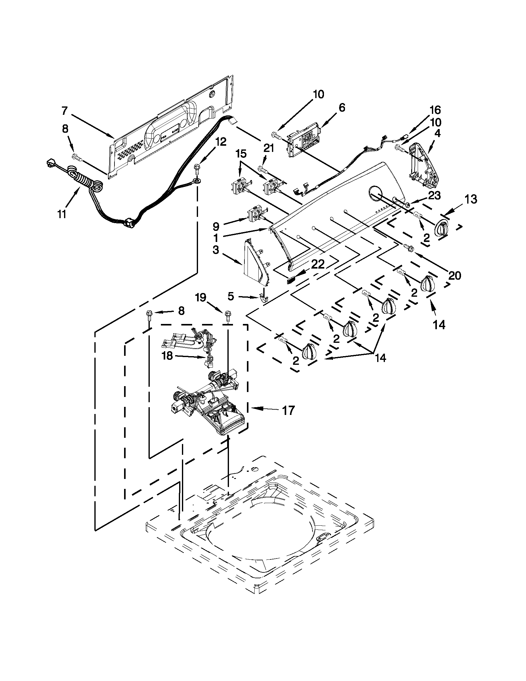 Controls and water inlet parts