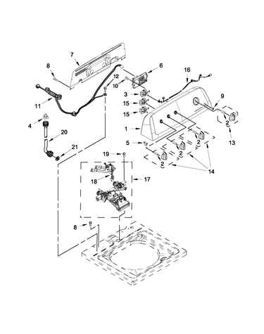 Controls and water inlet parts