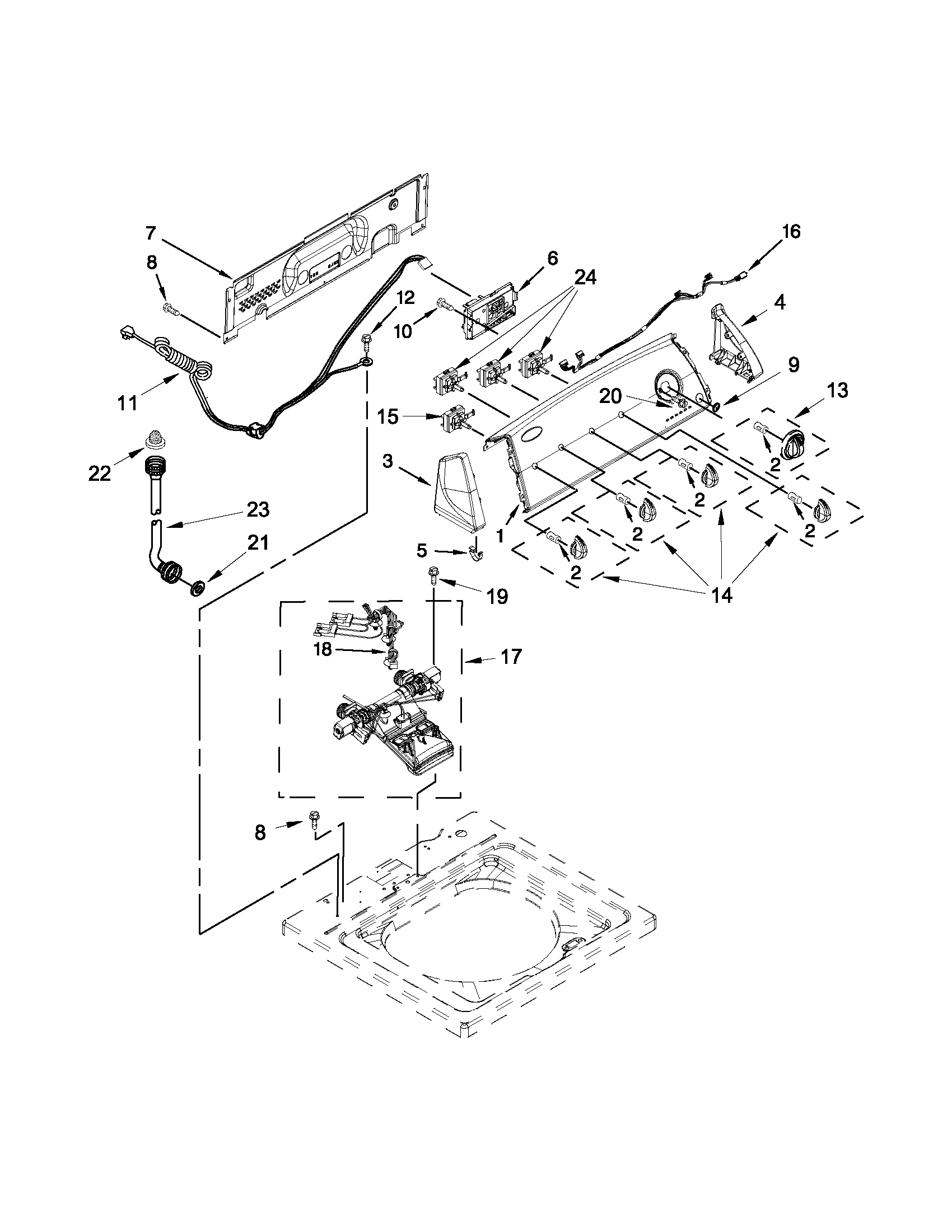Controls and water inlet parts