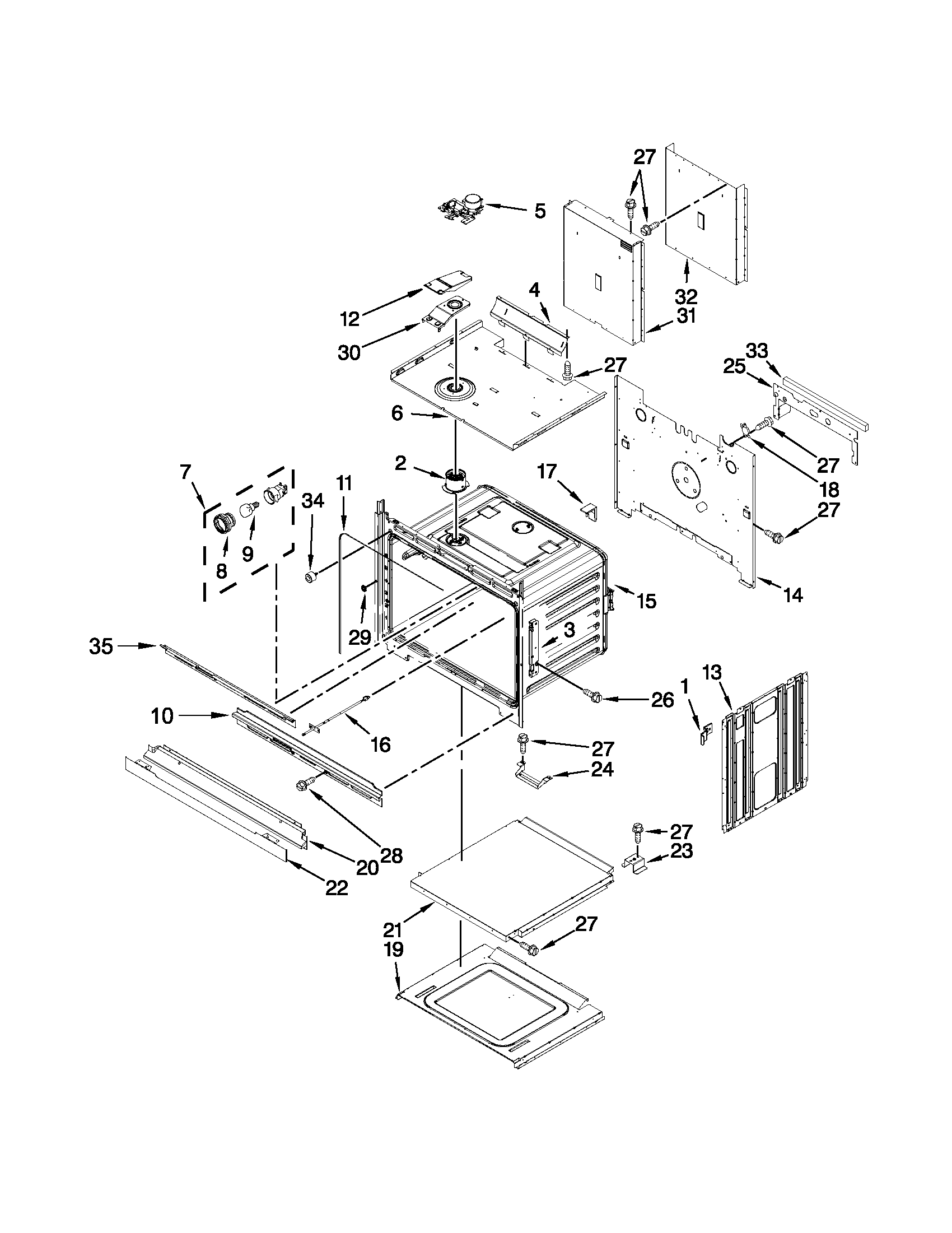 Upper oven parts