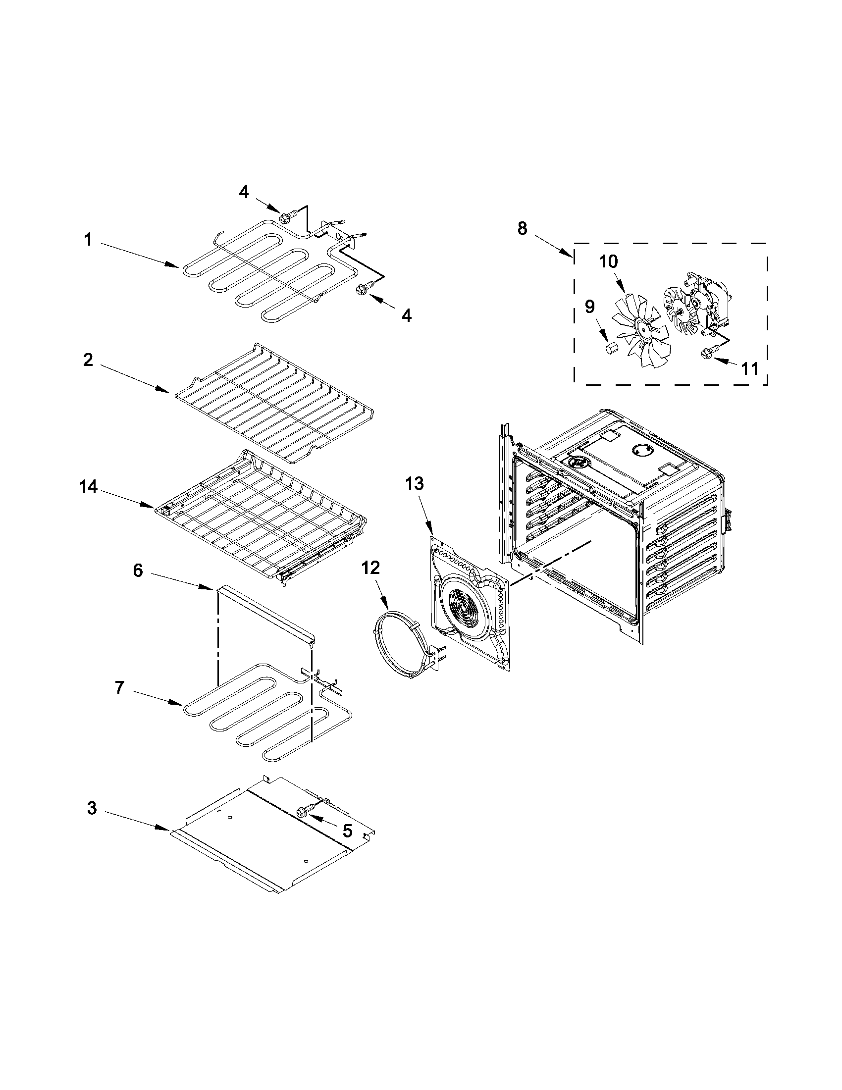 Internal oven parts