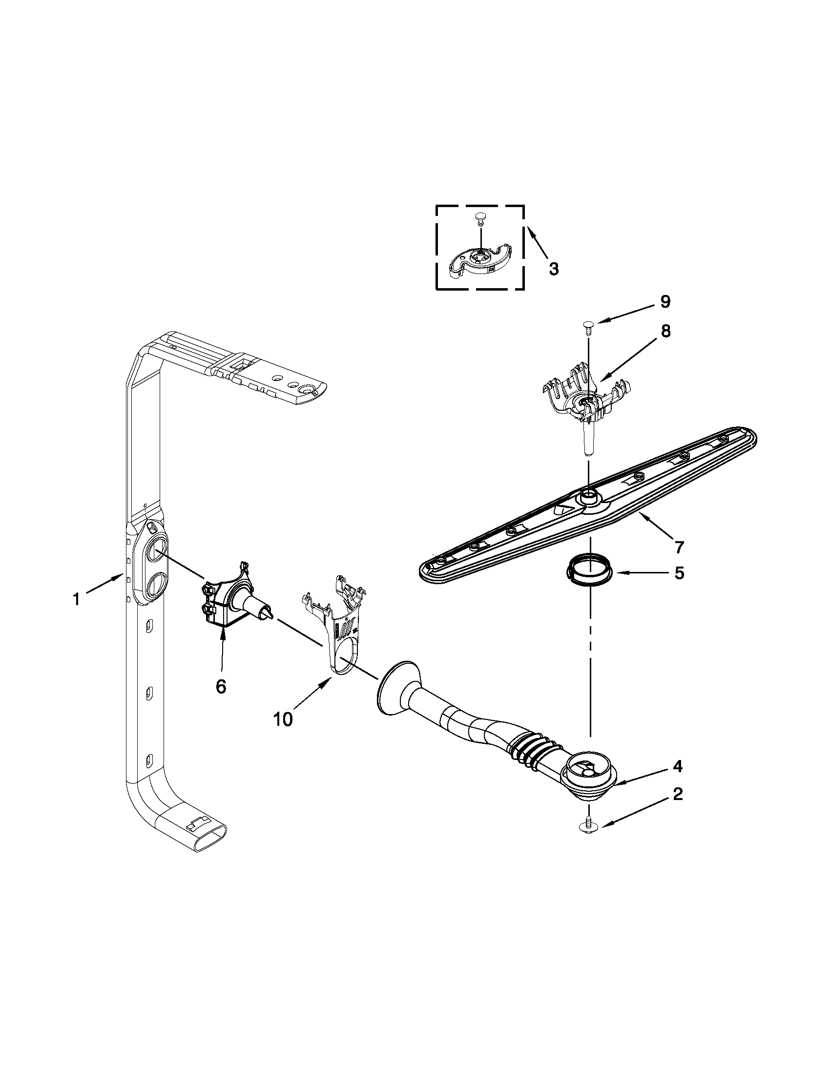 Upper wash and rinse parts