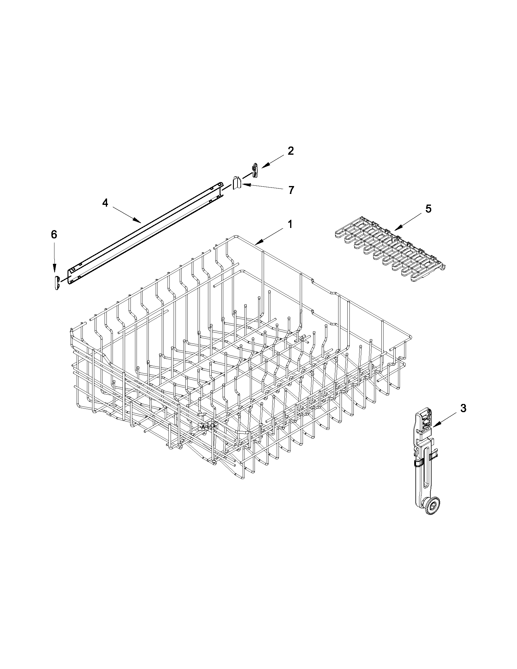 Upper rack and track parts