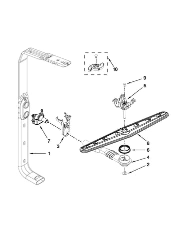 Upper wash and rinse parts