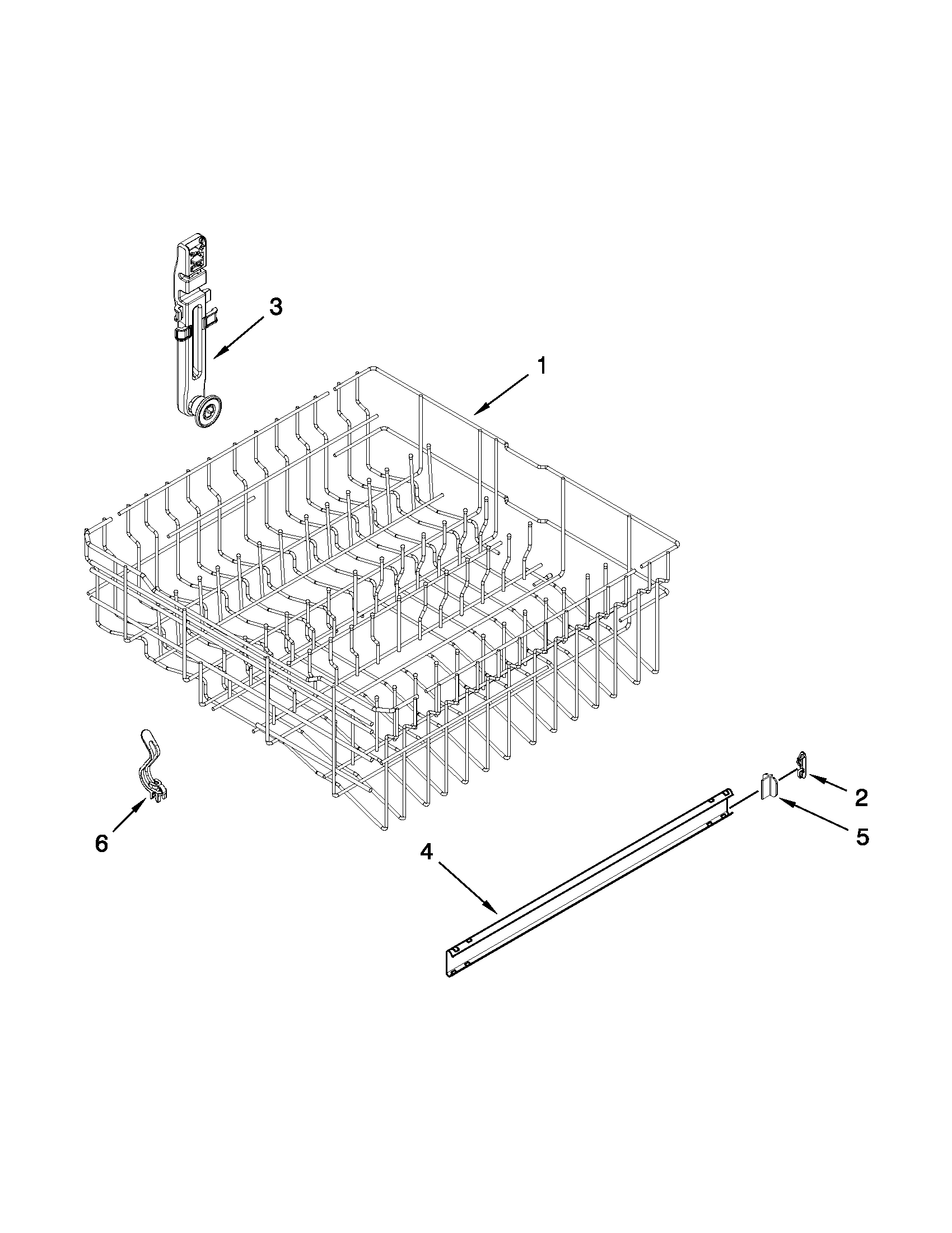 Upper rack and track parts