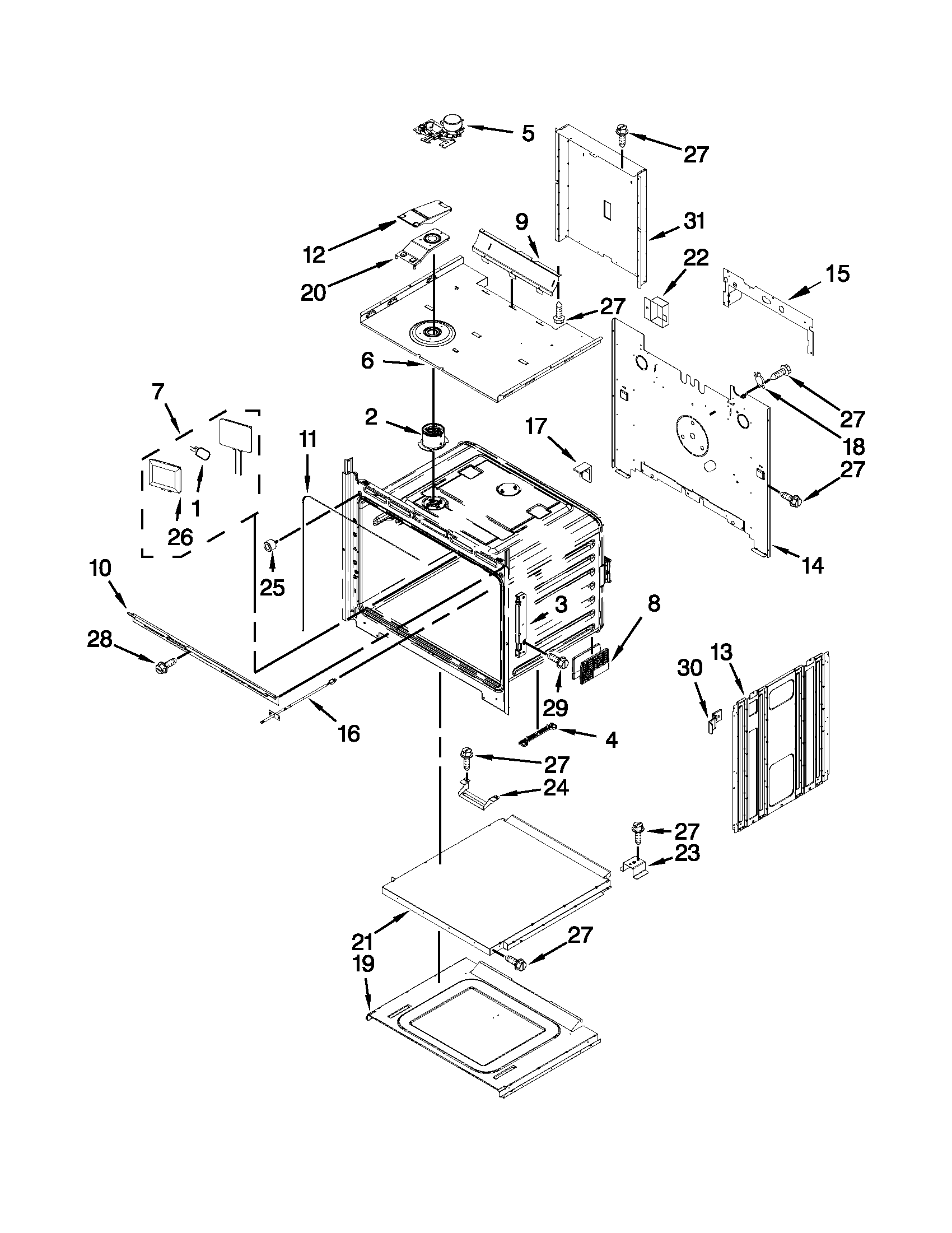 Upper oven parts
