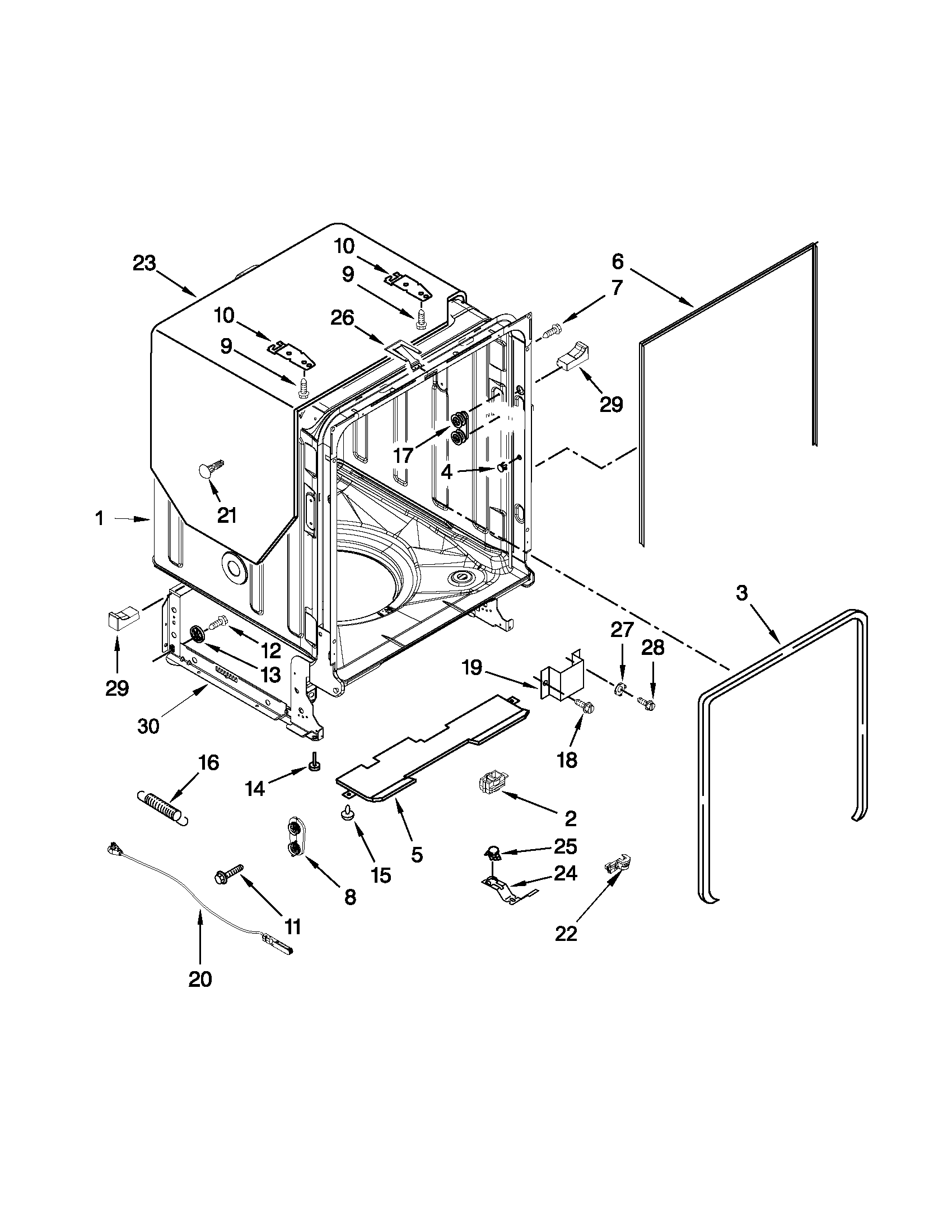 Tub and frame parts