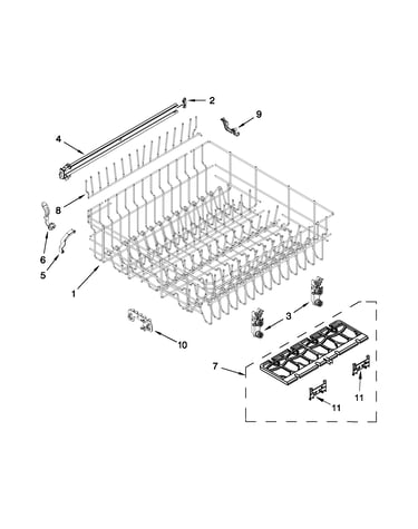 Upper rack and track parts