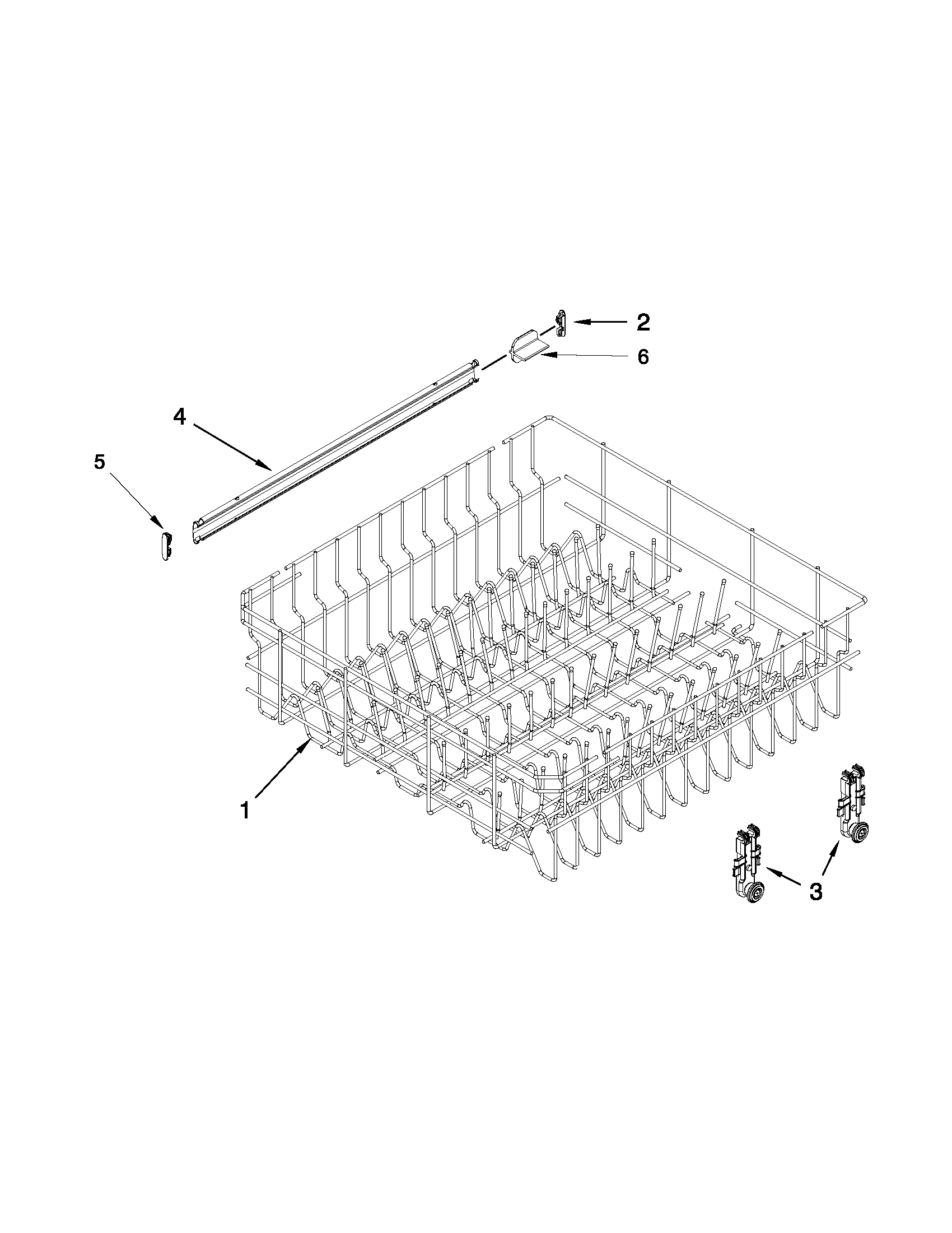 Upper rack and track parts