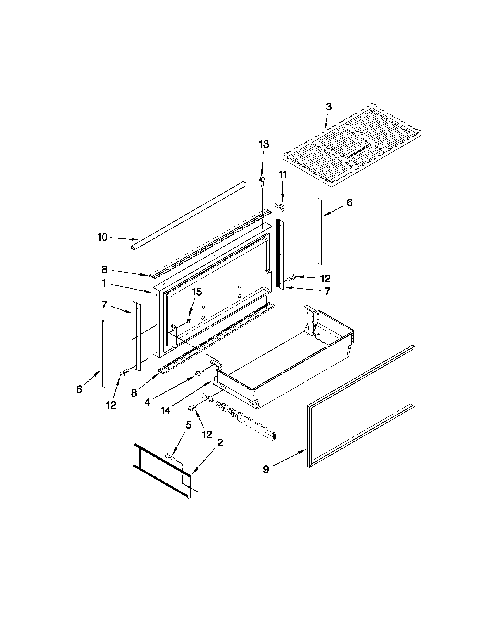 Freezer door and basket parts