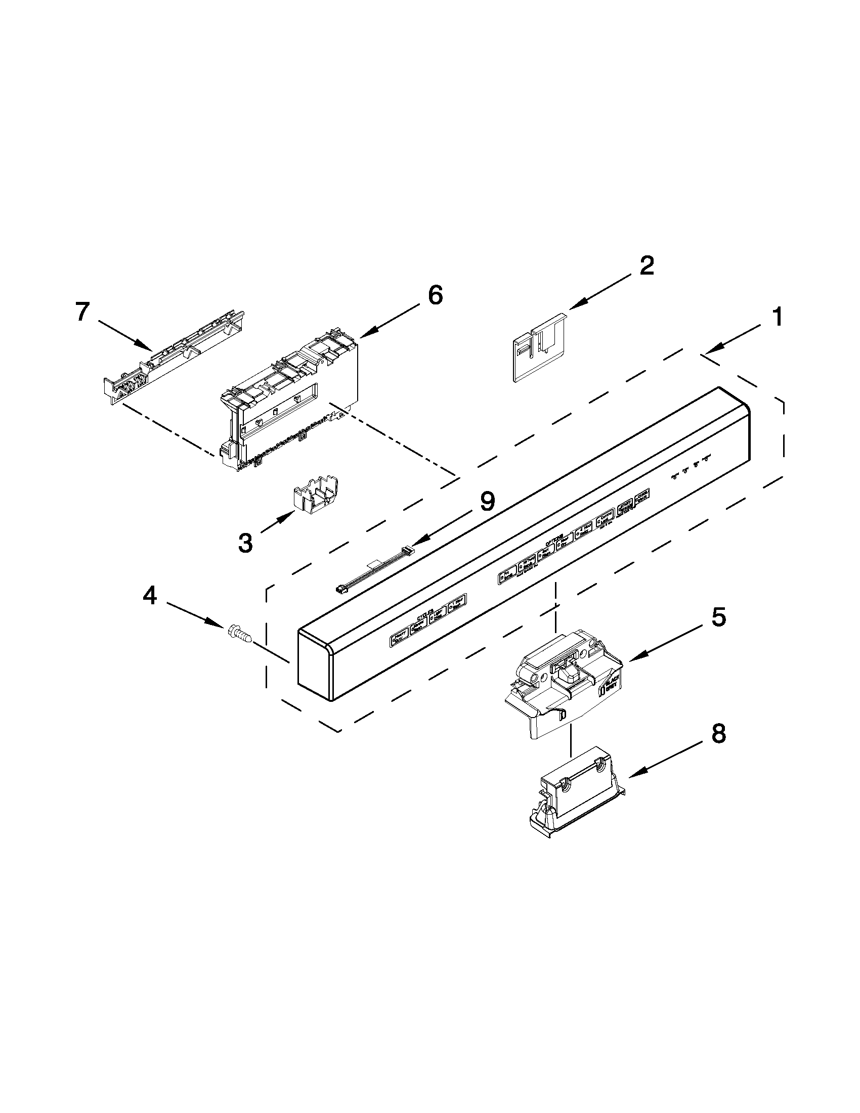 Control panel and latch parts
