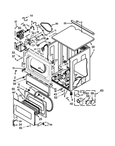Upper cabinet and front panel parts