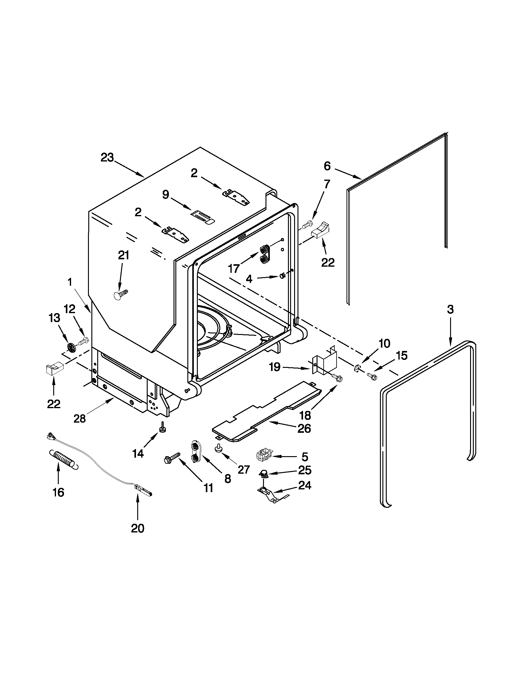 TUB AND FRAME PARTS