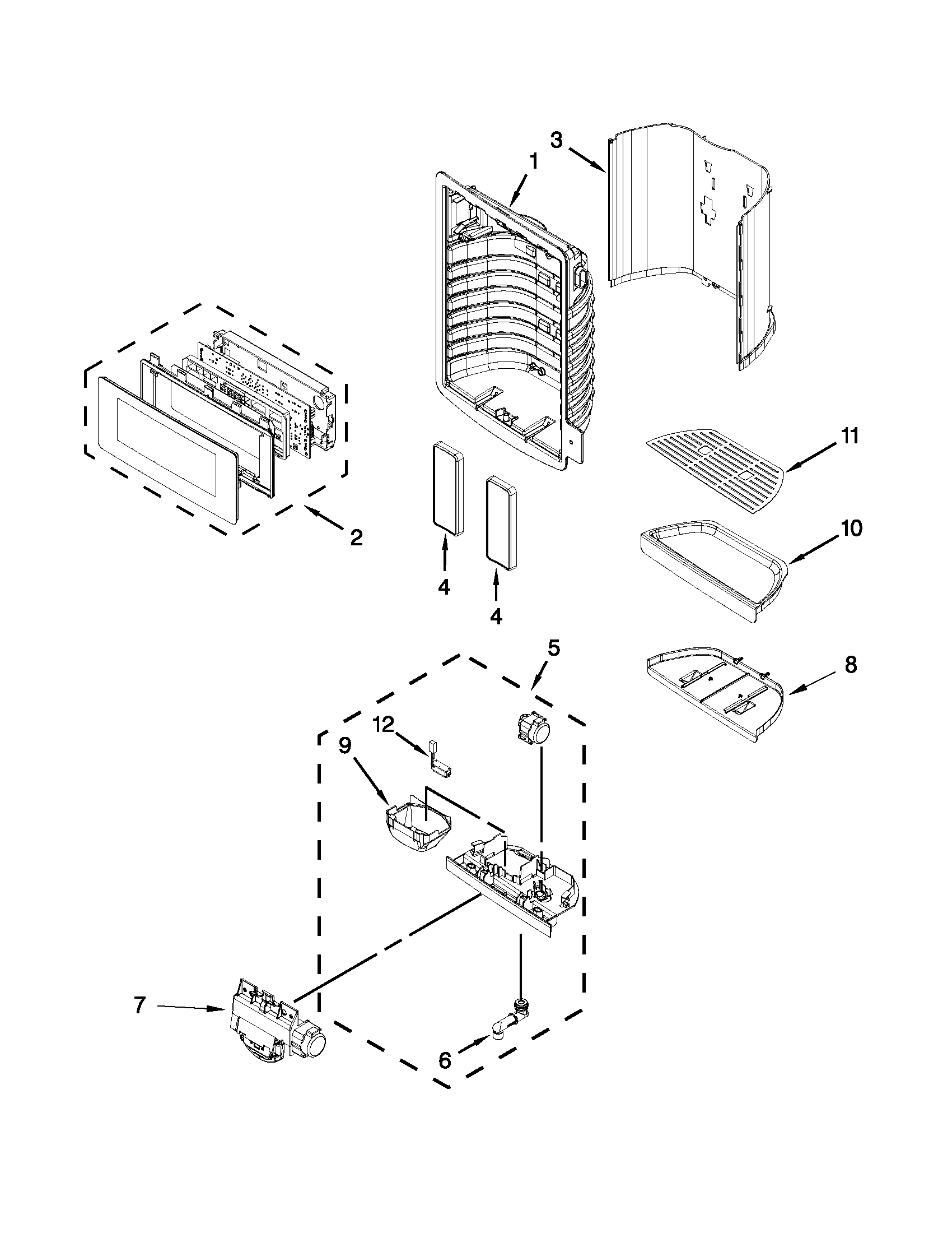 Dispenser front parts