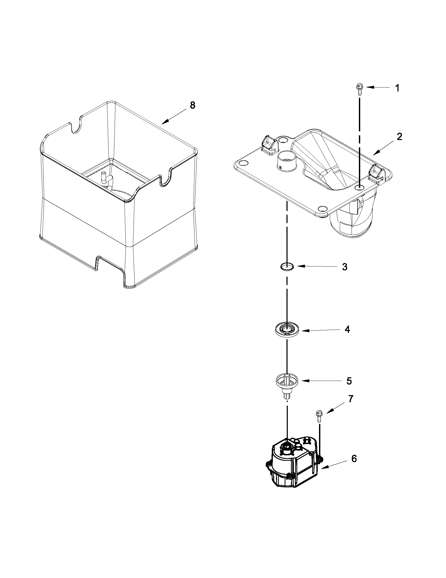 Motor and ice container parts
