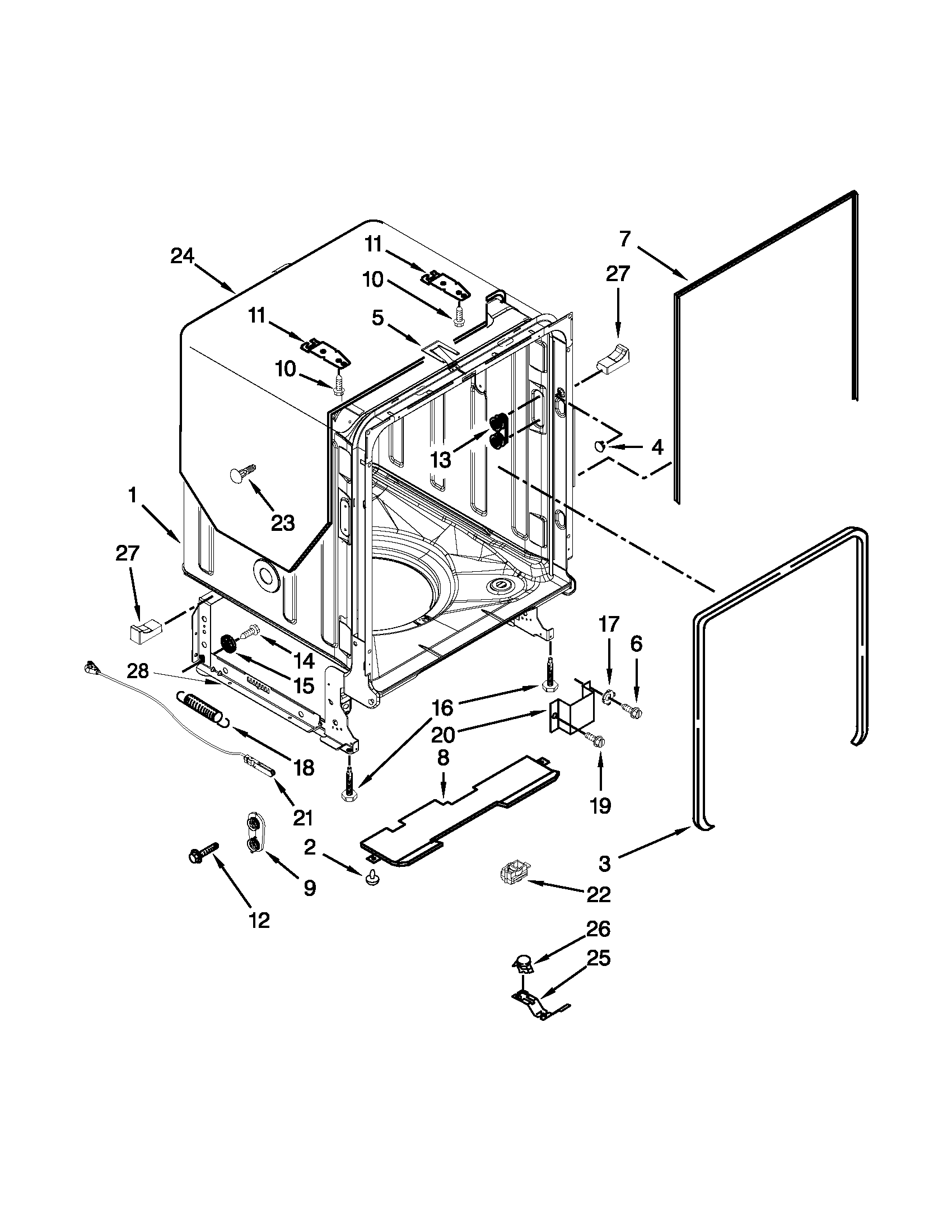 TUB AND FRAME PARTS