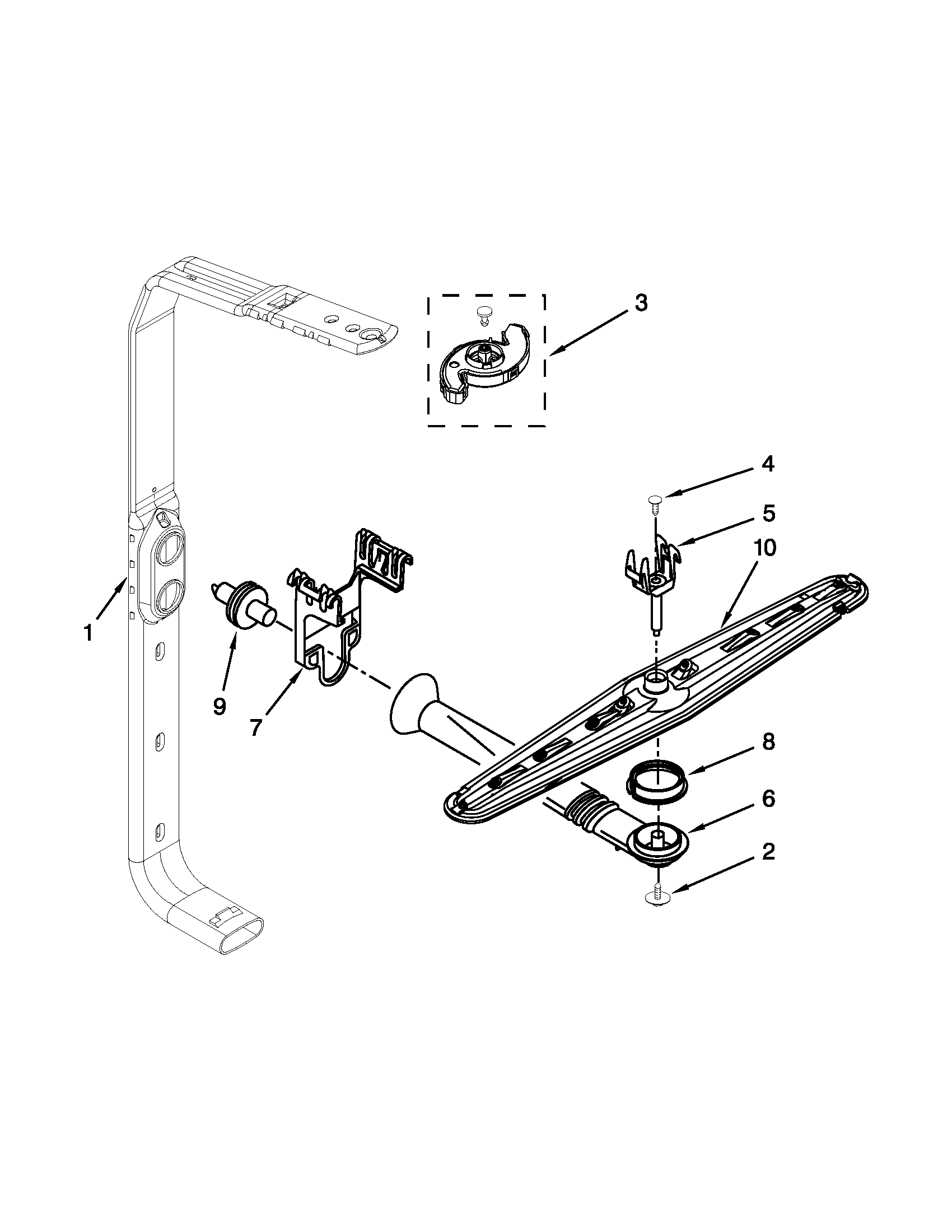 Upper wash and rinse parts