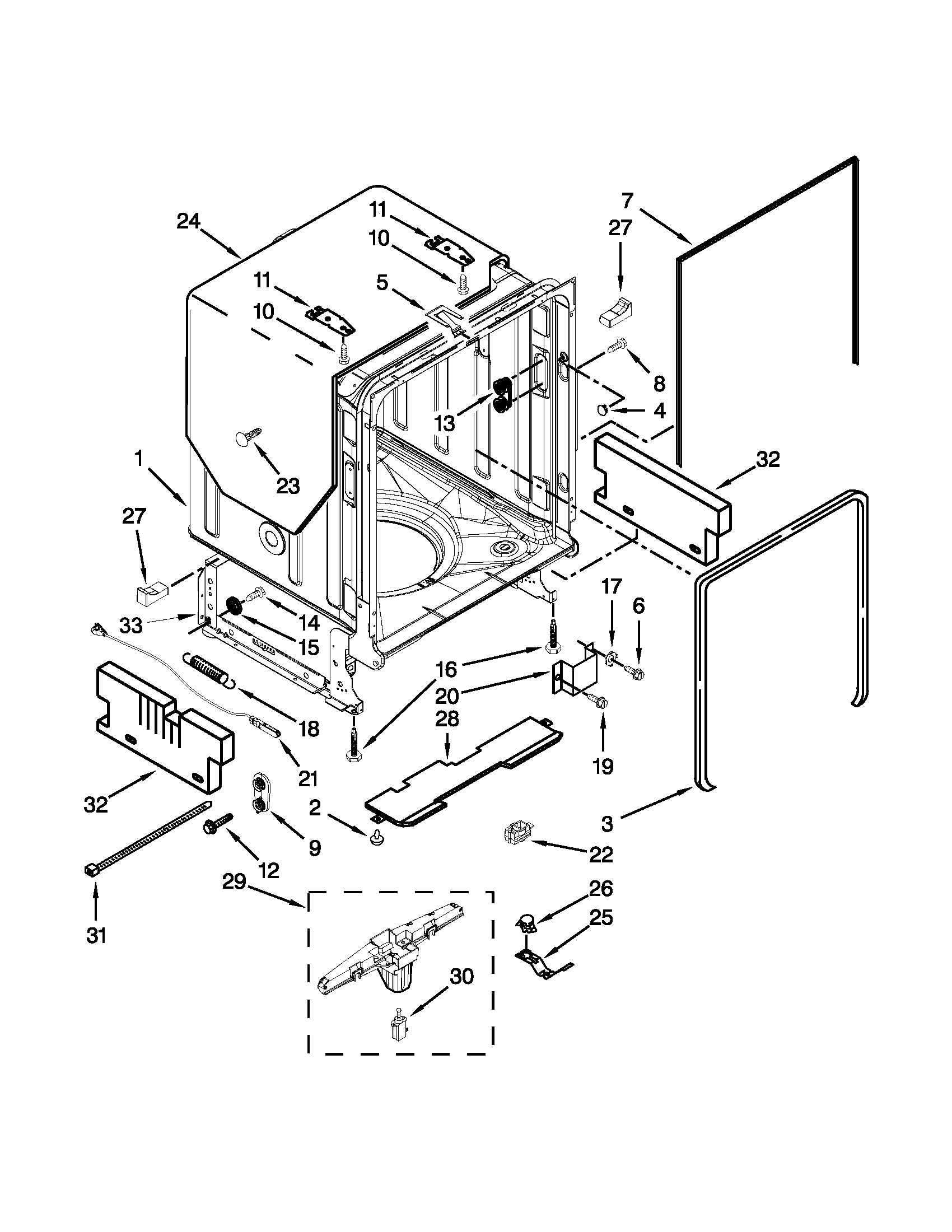 TUB AND FRAME PARTS