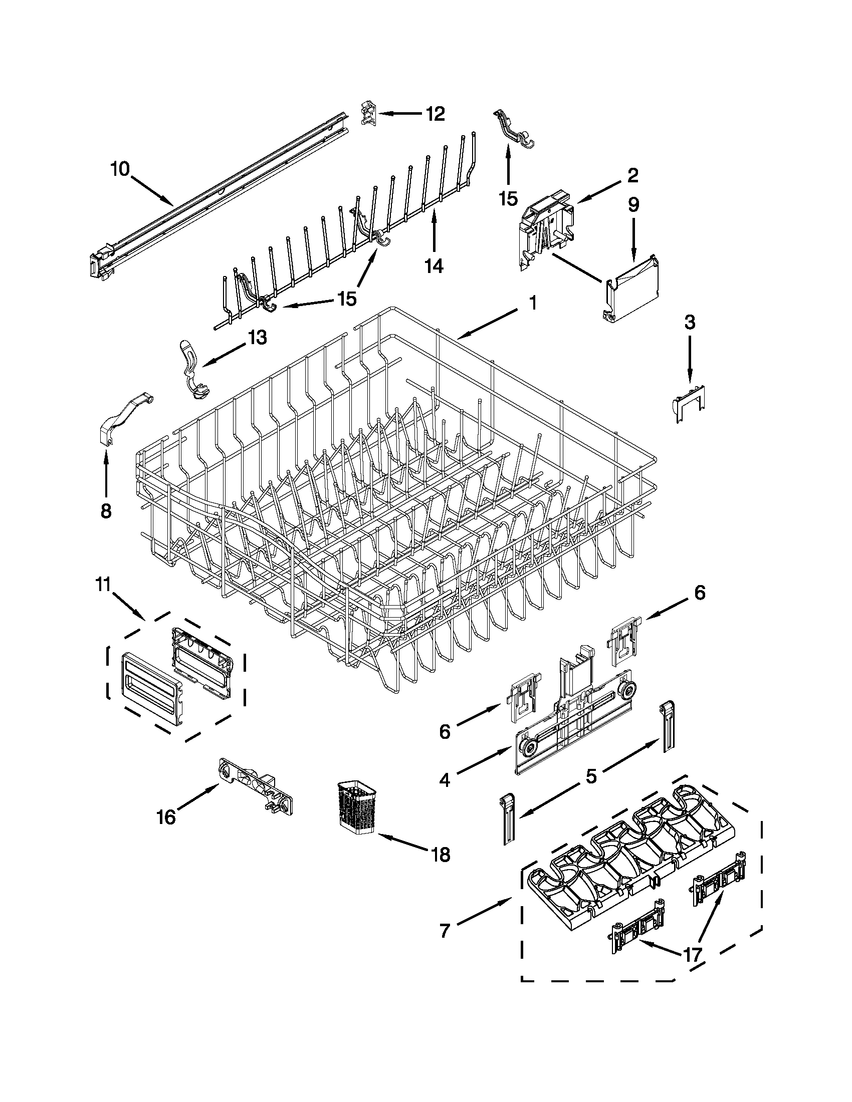 UPPER RACK AND TRACK PARTS