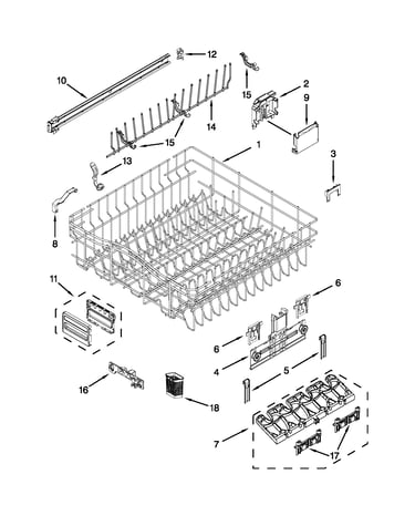 Upper rack and track parts