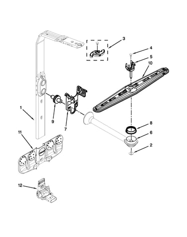 Upper wash and rinse parts