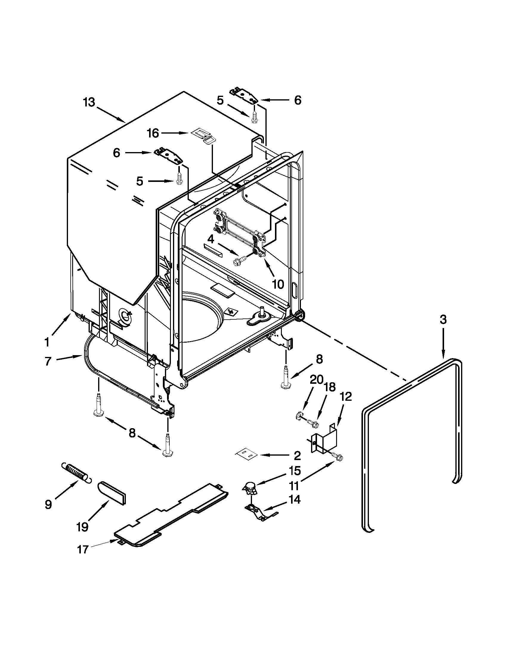 Tub and frame parts