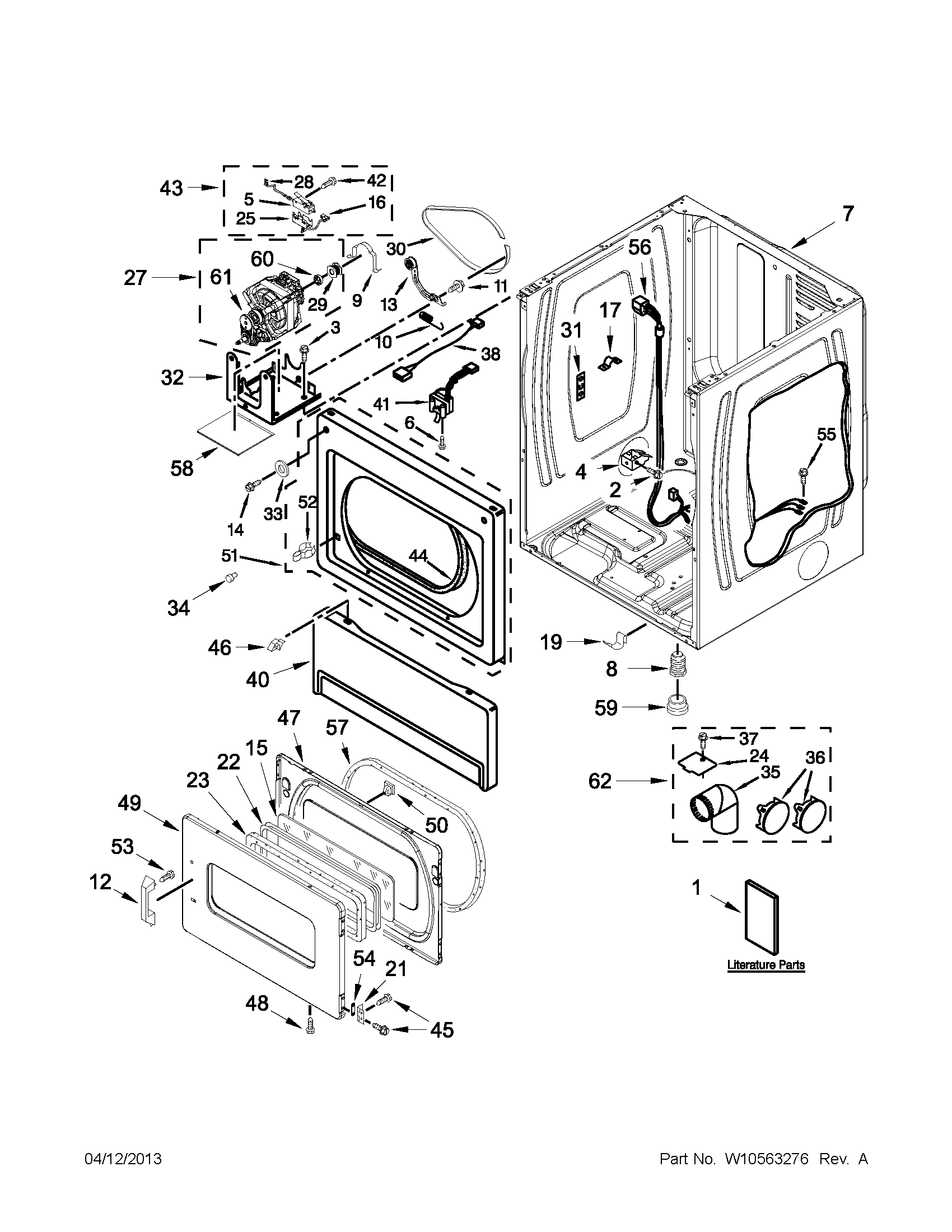 Lower cabinet and front panel parts