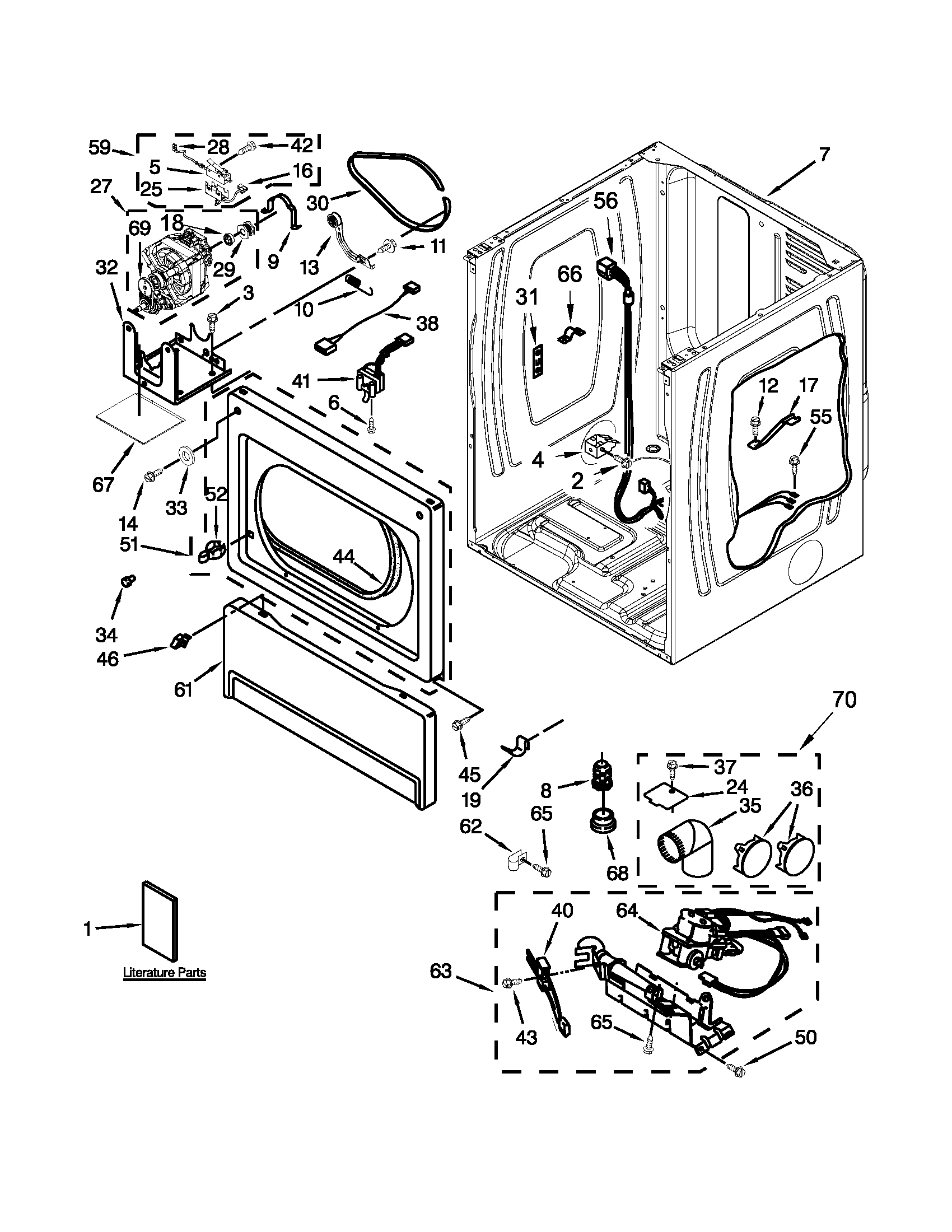 Lower cabinet & front panel parts