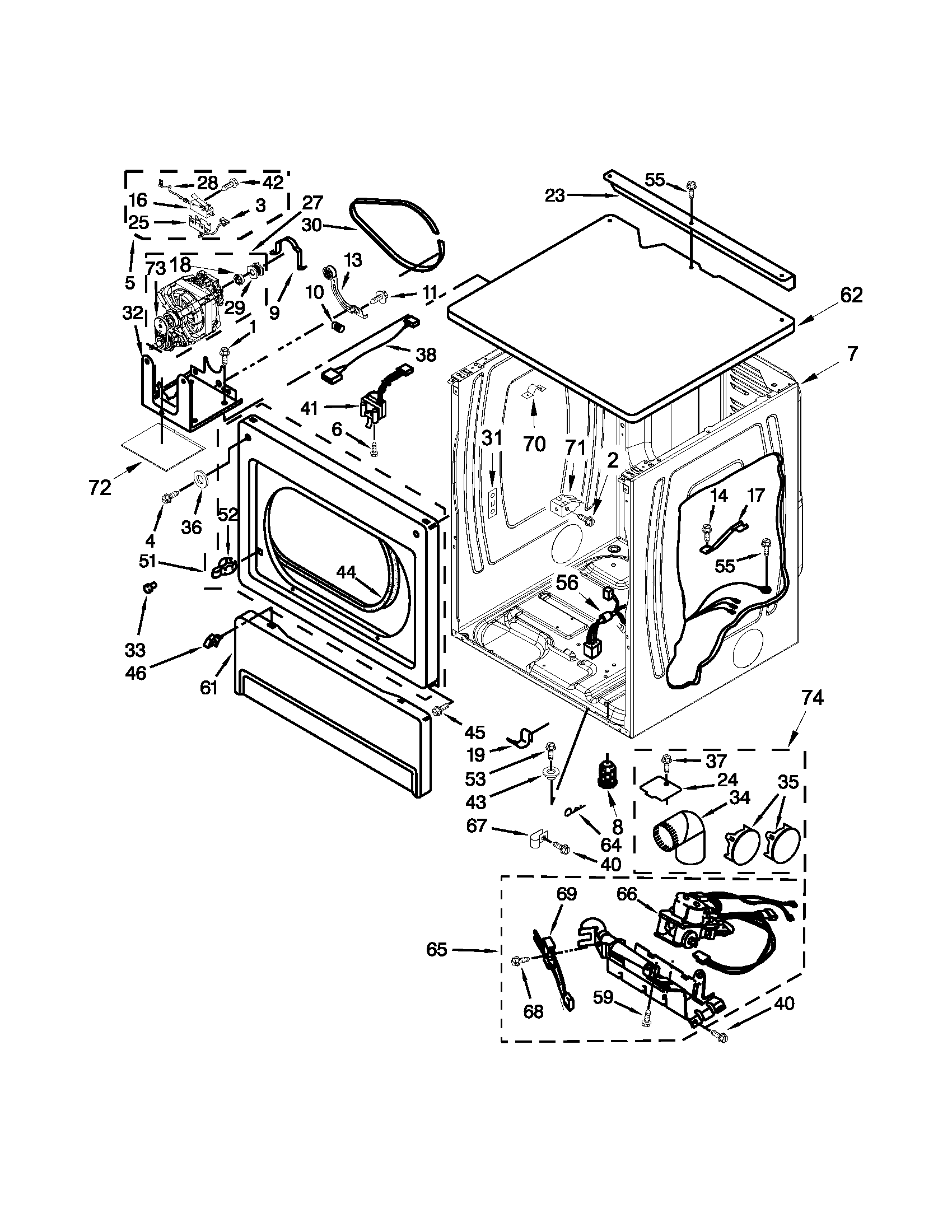 Upper cabinet & front panel parts
