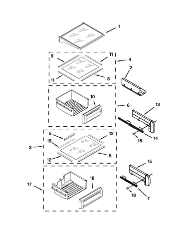 Refrigerator shelf parts